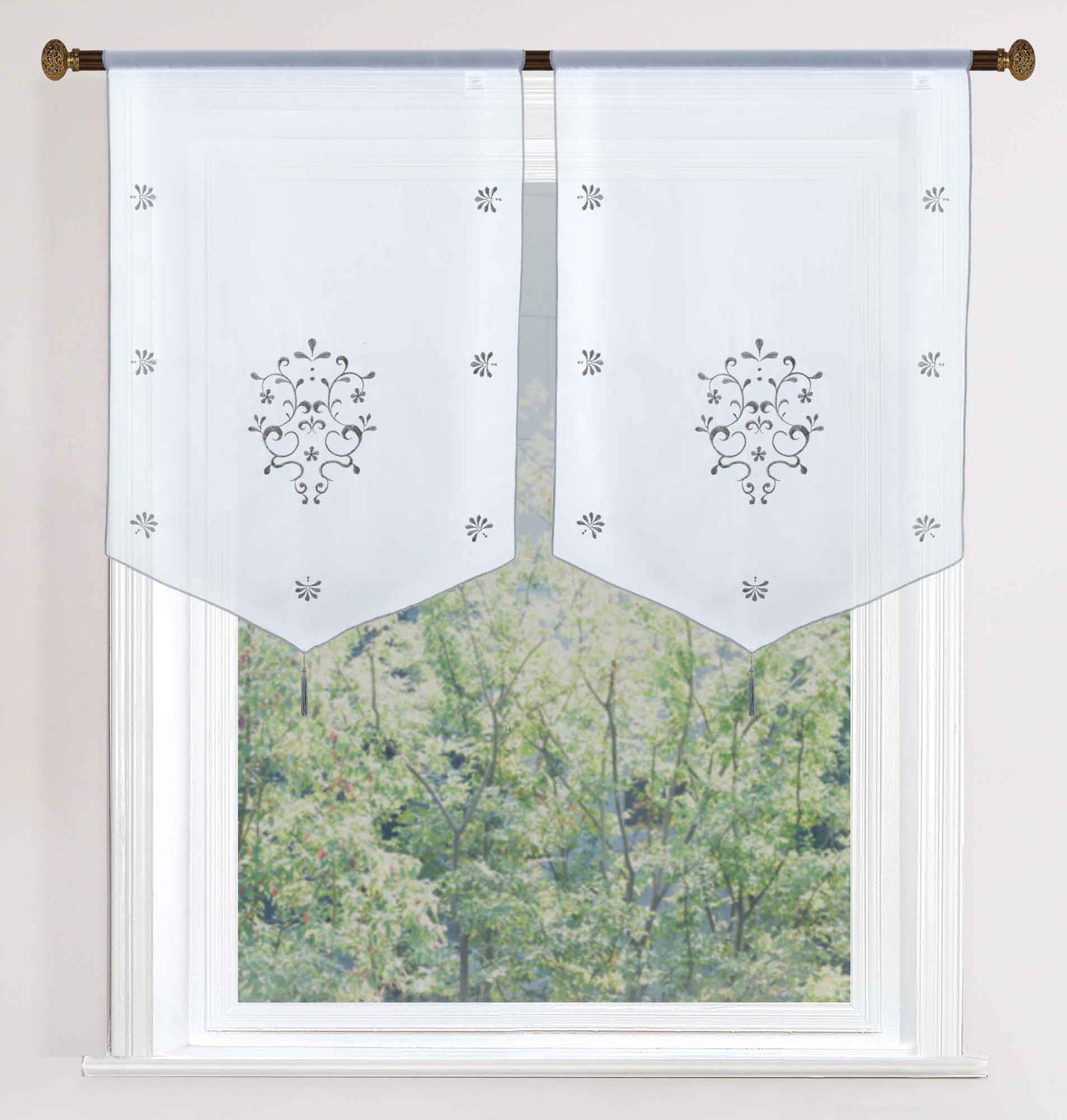 2er Set Scheibengardine »HOF« Kurzgardine Tunneldurchzug Panneaux Bestickte Gardine mit Quaste 2023720-2 HxB 90x60 cm Scheibengardine 2er_Set_Scheibengardine_HOF_Kurzgardine_Tunneldurchzug_Panneaux_Bestickte_Gardine_mit_Quaste_2023720-2_-_Gardinenbox.de_-_-3672541 | Gardinenbox.de