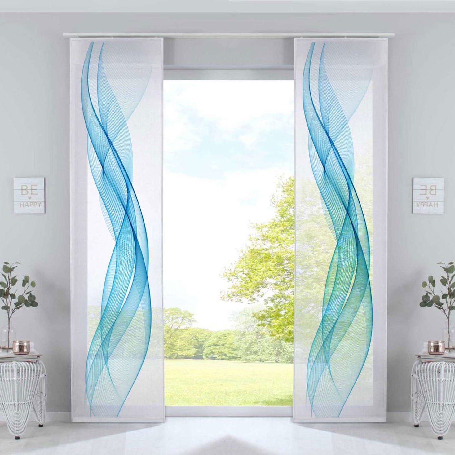 2er Set Schiebegardinen Flächenvorhänge »Izmir« Voile transparent Paneelwagen Beschwerungsstange 2022400-2 Welle Blau Schiebegardine 2er_Set_Schiebegardinen_Flachenvorhange_Izmir_Voile_transparent_Paneelwagen_Beschwerungsstange_2022400-2_-_Gardinenbox.de_-_-3672729 | Gardinenbox.de