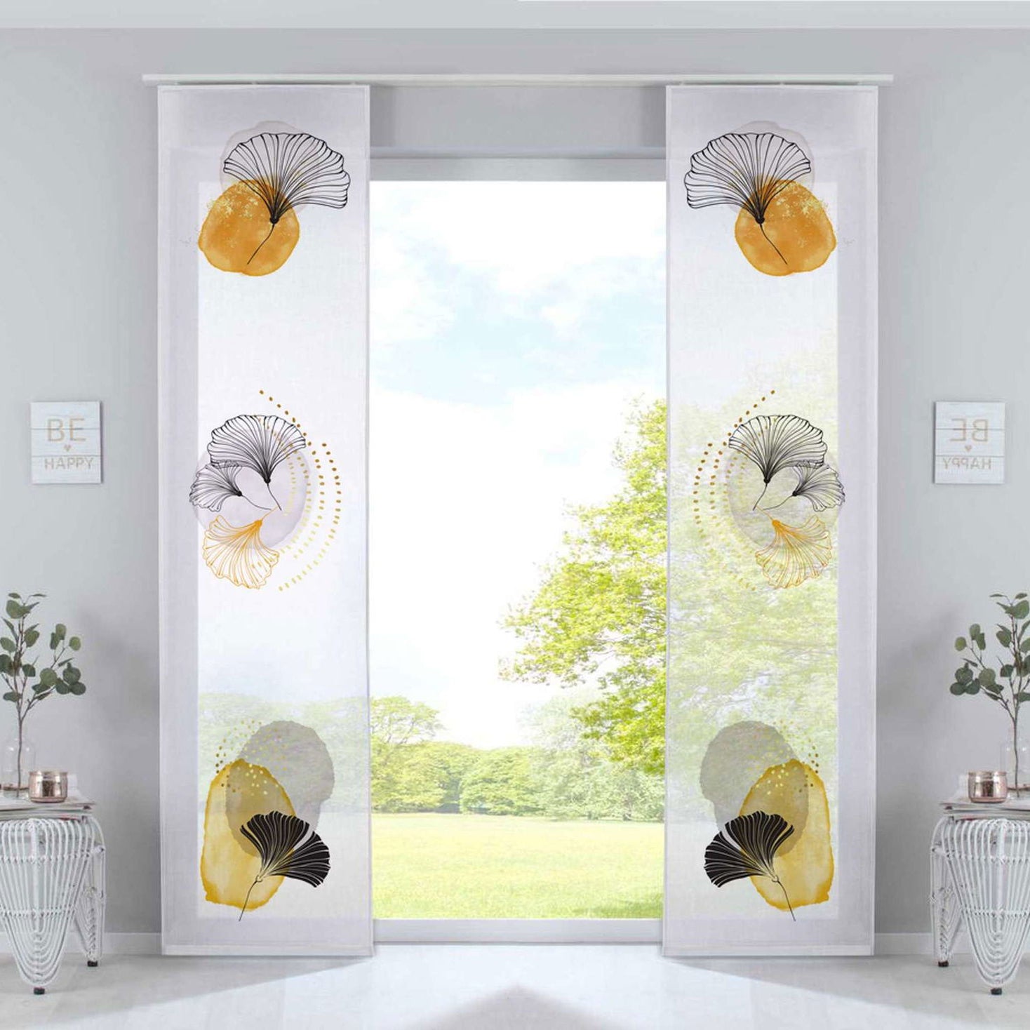 2er Set Schiebegardinen Flächenvorhänge »Izmir« Voile transparent Paneelwagen Beschwerungsstange 2022400-2 Ginko Schiebegardine 2er_Set_Schiebegardinen_Flachenvorhange_Izmir_Voile_transparent_Paneelwagen_Beschwerungsstange_2022400-2_-_Gardinenbox.de_-_-3672766 | Gardinenbox.de