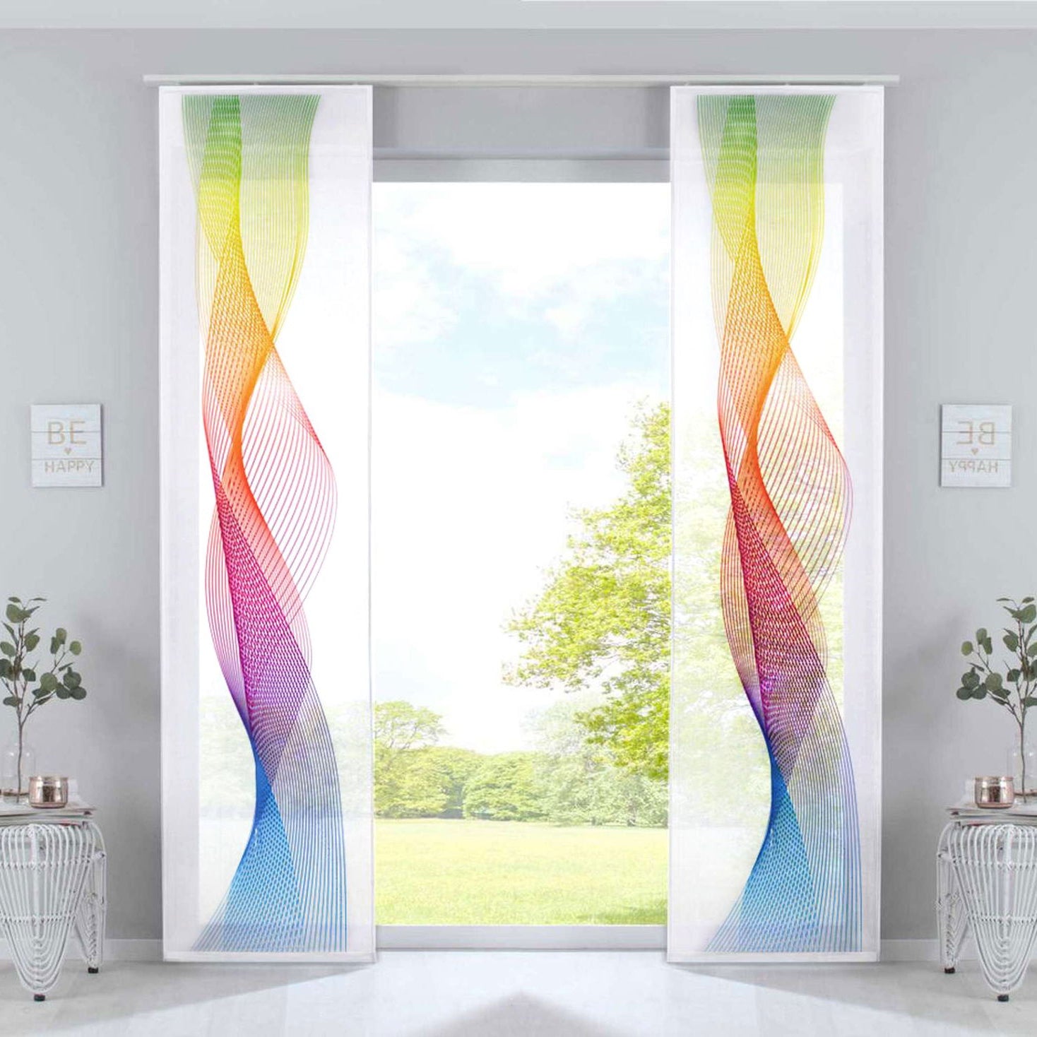 2er Set Schiebevorhänge Bedruckt Flächenvorhänge »Izmir« Microsatin Blickdicht Lichtdurchlässig mit Paneelwagen 2022400B-2 Welle Bunt Schiebegardine 2er_Set_Schiebevorhange_Bedruckt_Flachenvorhange_Izmir_Microsatin_Blickdicht_Lichtdurchlassig_mit_Paneelwagen_2022400B-2_-_Gardinenbox.de_-_-3672930 | Gardinenbox.de