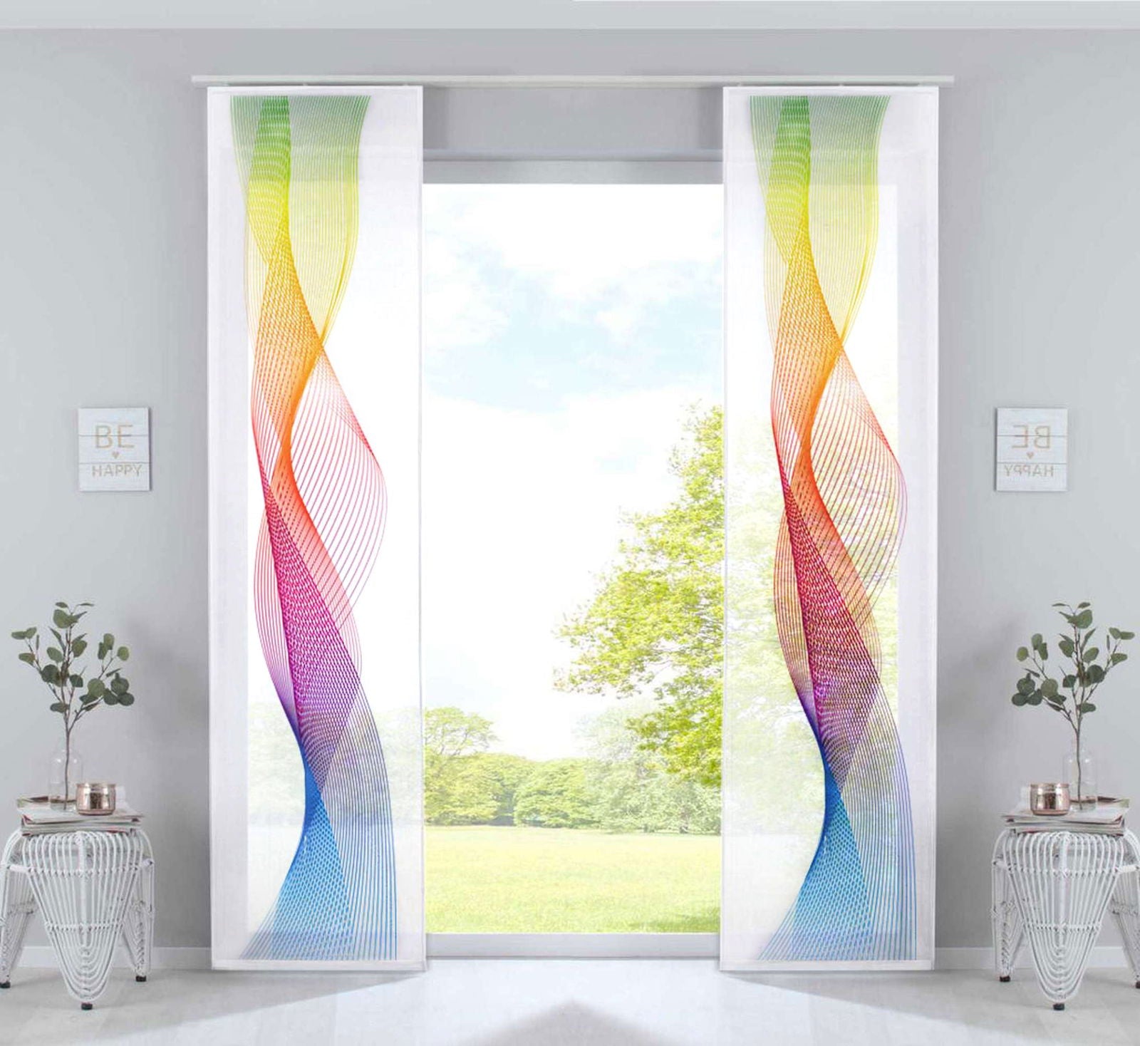 2er Set Schiebevorhänge Bedruckt Flächenvorhänge »Izmir« Microsatin Blickdicht Lichtdurchlässig mit Paneelwagen 2022400B-2 Welle Bunt Schiebegardine 2er_Set_Schiebevorhange_Bedruckt_Flachenvorhange_Izmir_Microsatin_Blickdicht_Lichtdurchlassig_mit_Paneelwagen_2022400B-2_-_Gardinenbox.de_-_-3672930 | Gardinenbox.de