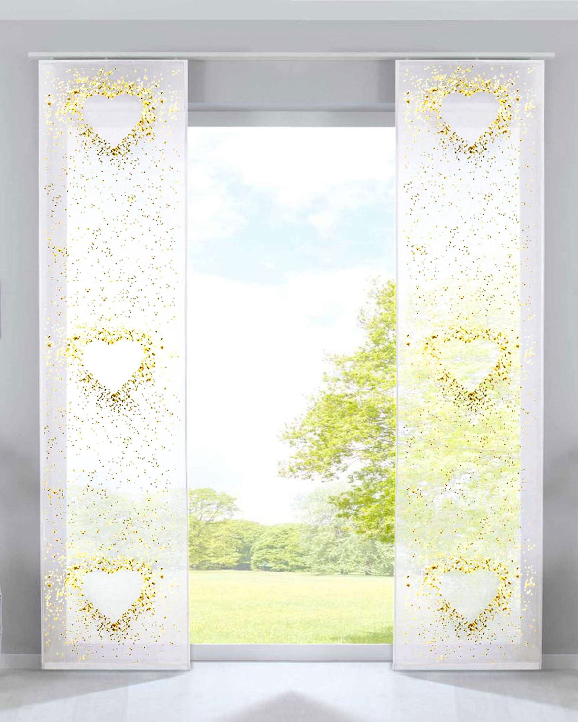 2er Set Schiebevorhänge Bedruckt Flächenvorhänge »Izmir« Microsatin Blickdicht Lichtdurchlässig mit Paneelwagen 2022400B-2 Herz Schiebegardine 2er_Set_Schiebevorhange_Bedruckt_Flachenvorhange_Izmir_Microsatin_Blickdicht_Lichtdurchlassig_mit_Paneelwagen_2022400B-2_-_Gardinenbox.de_-_-3673009 | Gardinenbox.de