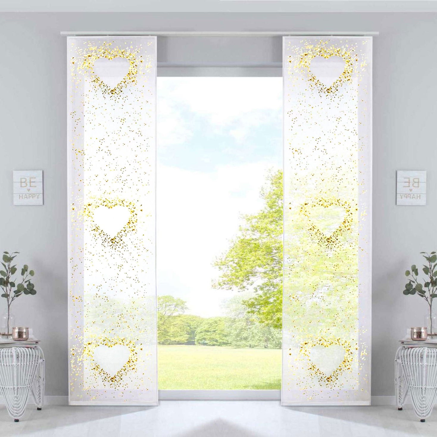 2er Set Schiebevorhänge Bedruckt Flächenvorhänge »Izmir« Microsatin Blickdicht Lichtdurchlässig mit Paneelwagen 2022400B-2 Herz Schiebegardine 2er_Set_Schiebevorhange_Bedruckt_Flachenvorhange_Izmir_Microsatin_Blickdicht_Lichtdurchlassig_mit_Paneelwagen_2022400B-2_-_Gardinenbox.de_-_-3673009 | Gardinenbox.de