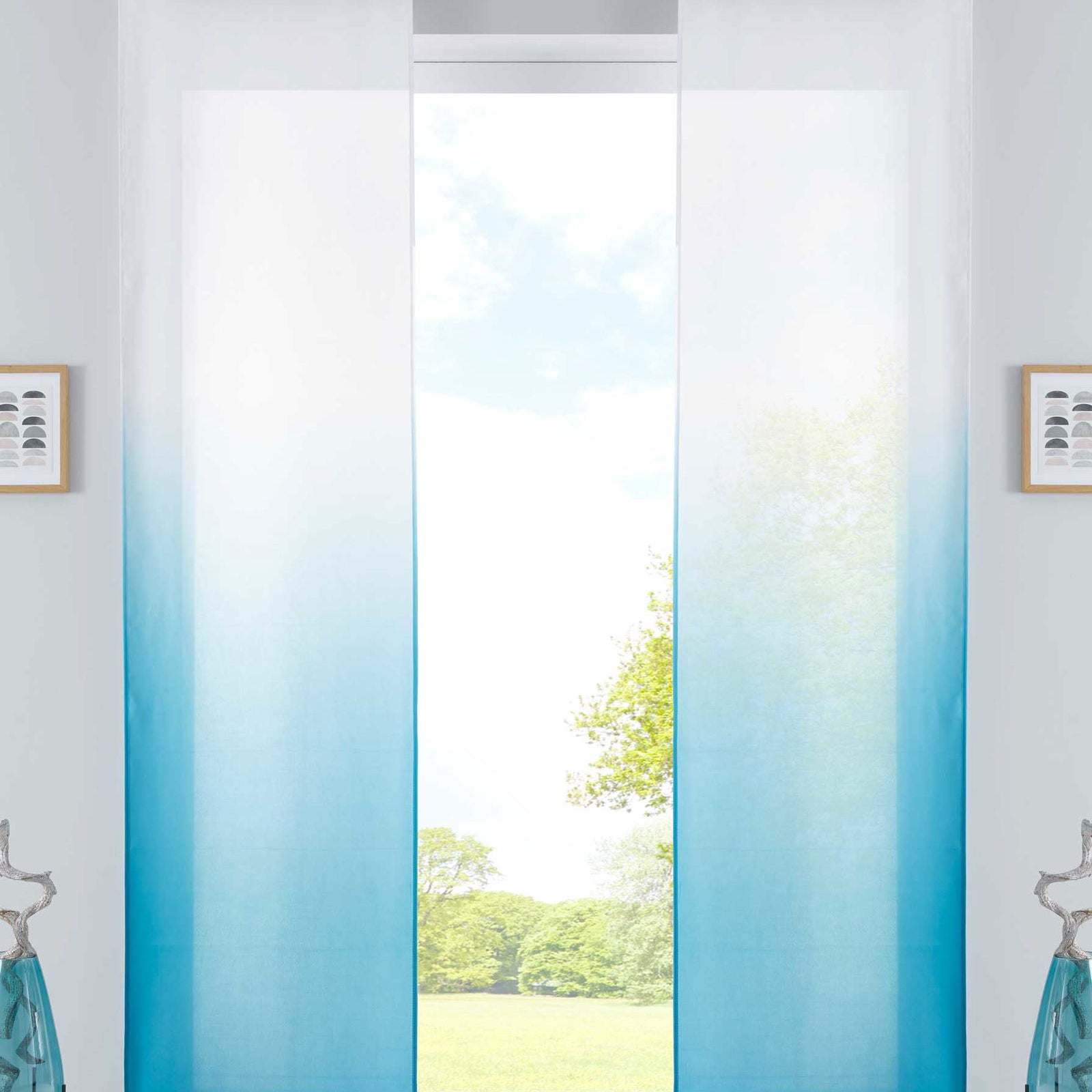 2er Set Schiebevorhänge Flächenvorhänge Blickdicht Farbverlauf Paneelwagen Beschwerungsstangen Microsatin Microfaser 85425N2 Türkis Schiebegardine 2er_Set_Schiebevorhange_Flachenvorhange_Blickdicht_Farbverlauf_Paneelwagen_Beschwerungsstangen_Microsatin_Microfaser_85425N2_-_Gardinenbox.de_-_-3673023 | Gardinenbox.de