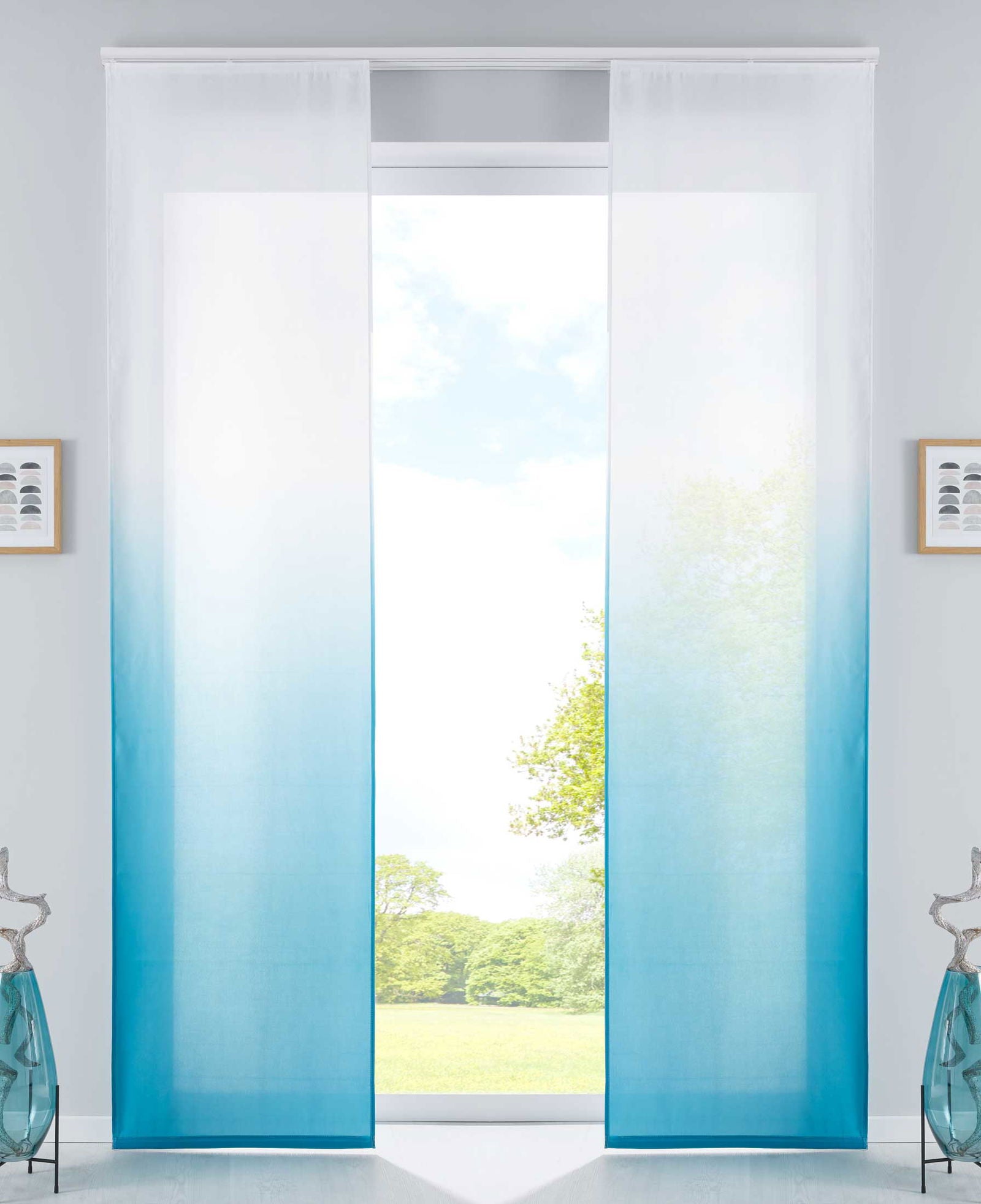 2er Set Schiebevorhänge Flächenvorhänge Blickdicht Farbverlauf Paneelwagen Beschwerungsstangen Microsatin Microfaser 85425N2 Türkis Schiebegardine 2er_Set_Schiebevorhange_Flachenvorhange_Blickdicht_Farbverlauf_Paneelwagen_Beschwerungsstangen_Microsatin_Microfaser_85425N2_-_Gardinenbox.de_-_-3673023 | Gardinenbox.de