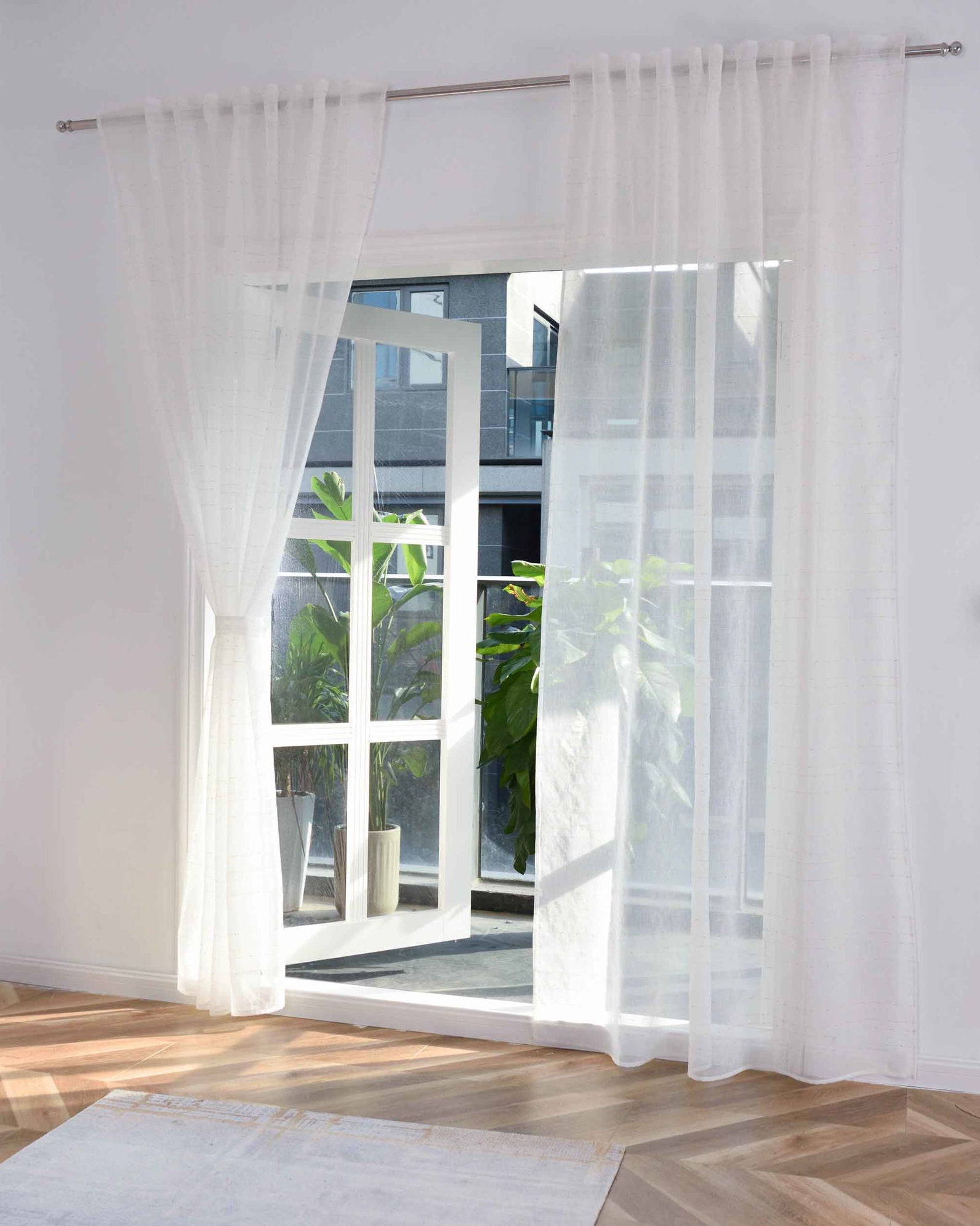 2er Set Transparente Gardine HxB 245x145 cm Weiß »DOHA« in Leinen-Optik mit Glänzendem Garn - Moderne Linien-Design, Pflegeleicht 2023490-2 Gardinenschal 2er_Set_Transparente_Gardine_HxB_245x145_cm_Weiss_DOHA_in_Leinen-Optik_mit_Glanzendem_Garn_-_Moderne_Linien-Design_Pflegeleicht_2023490-2_-_Gardinenbox.de_-_-3673354 | Gardinenbox.de