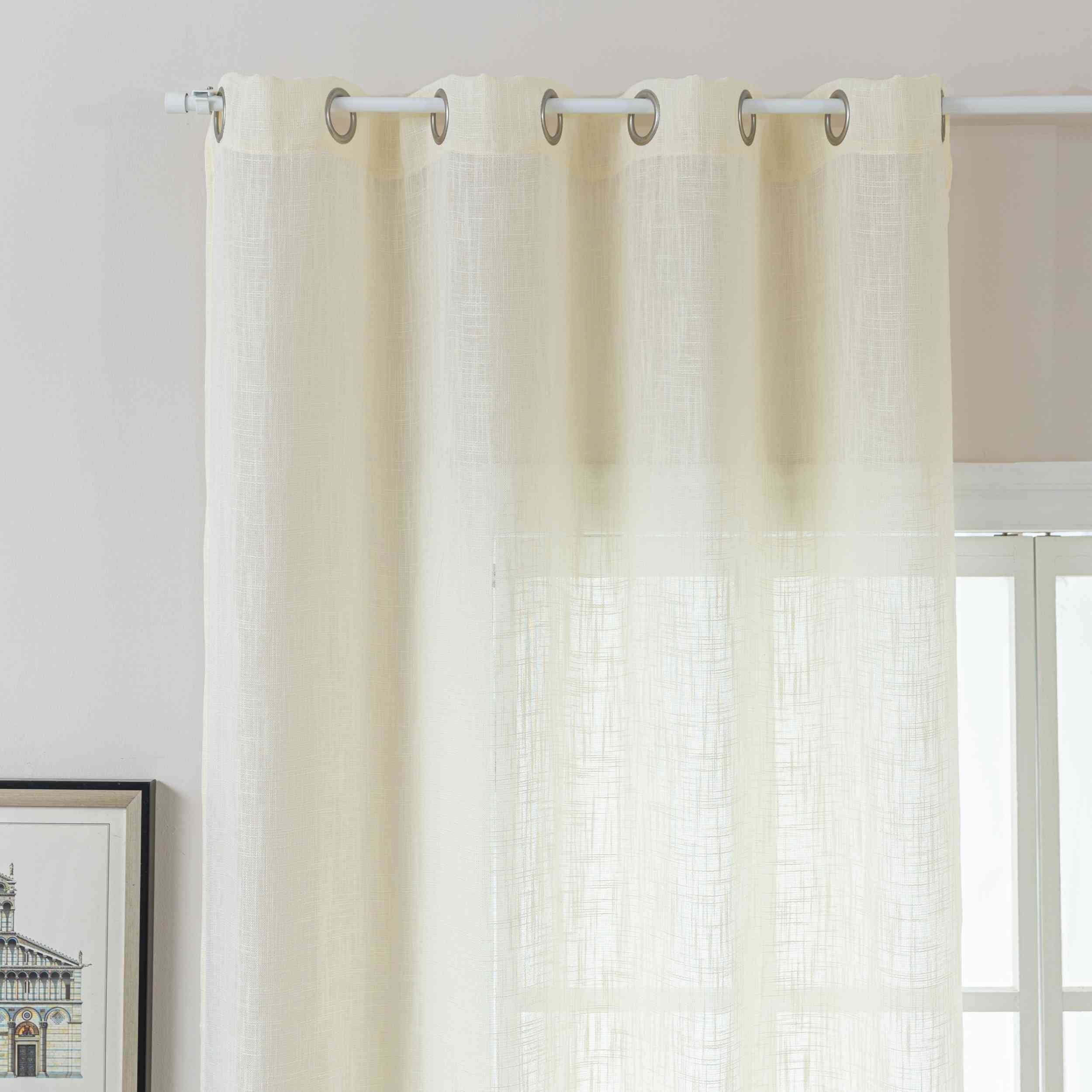 Gardine Ösen Grobfaser »Seoul« Ösen Linenlook-Struktur Uni Halbransparent Blickdicht 2024110 Creme Gardinenschal 3F3A0542 | Gardinenbox.de