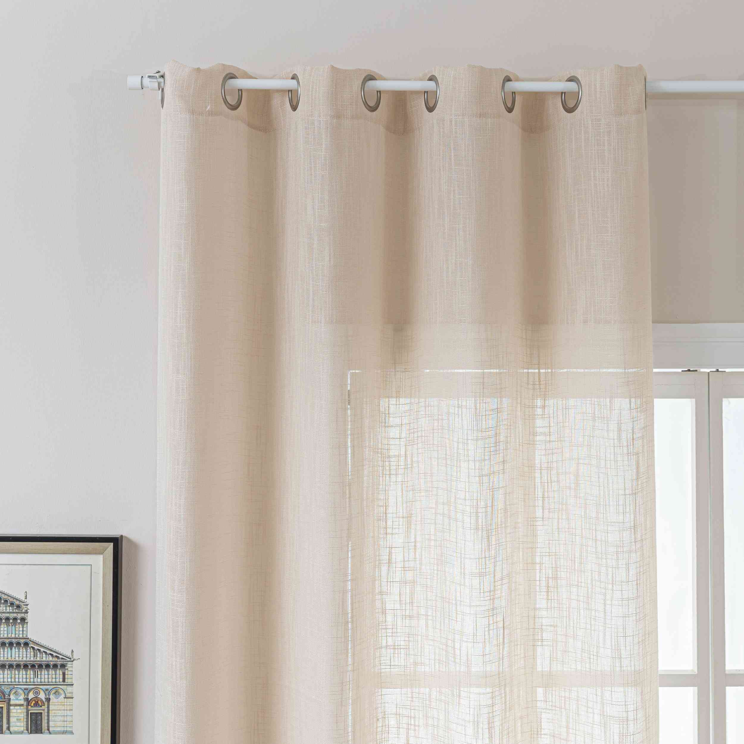 Gardine Ösen Grobfaser »Seoul« Ösen Linenlook-Struktur Uni Halbransparent Blickdicht 2024110 Beige Gardinenschal 3F3A0722 | Gardinenbox.de