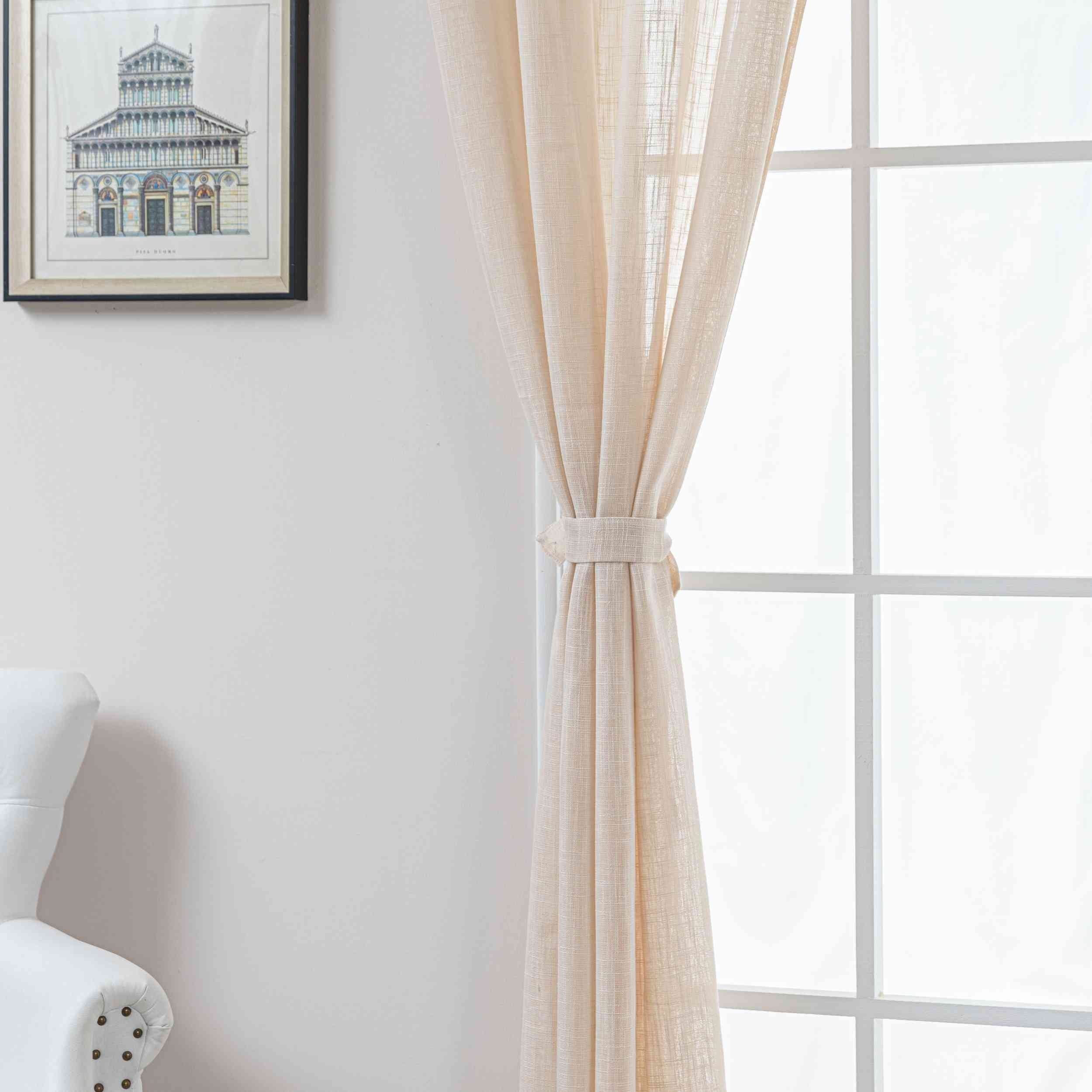 Gardine Ösen Grobfaser »Seoul« Ösen Linenlook-Struktur Uni Halbransparent Blickdicht 2024110 Gardinenschal 3F3A0757 | Gardinenbox.de