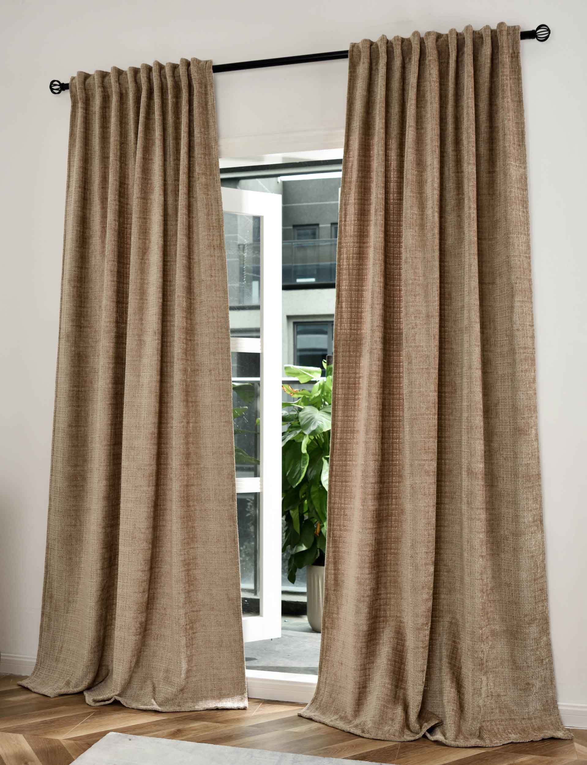 2er Set Vorhänge Chenille Jacquard »RIGA« mit Multiband-Aufhängung Luxuriöser Stil für Ihr Zuhause 2023500-2 Taupe Vorhang Set 47595888410888_f6979ff9-bd50-40f1-8bf5-b8837c28d316 | Gardinenbox.de