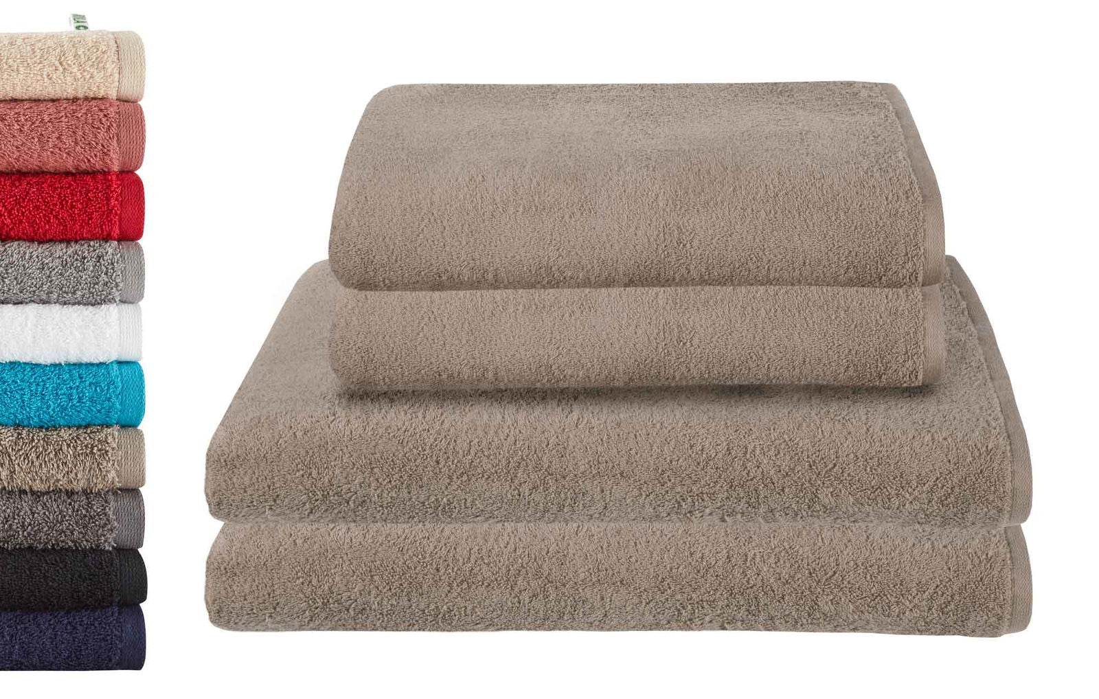 4er Set 2 Badetücher BxL 70x140 cm 2 Saunatücher 100x150 cm »Montreal« 100% Bio Baumwolle 500gr/m² Nachhaltig 2020103-4-4er Taupe Frottee 4er_Set_2_Badetucher_BxL_70x140_cm_2_Saunatucher_100x150_cm_Montreal_100_Bio_Baumwolle_500gr-m_Nachhaltig_2020103-4-4er_-_Gardinenbox.de_-_-3675747 | Gardinenbox.de