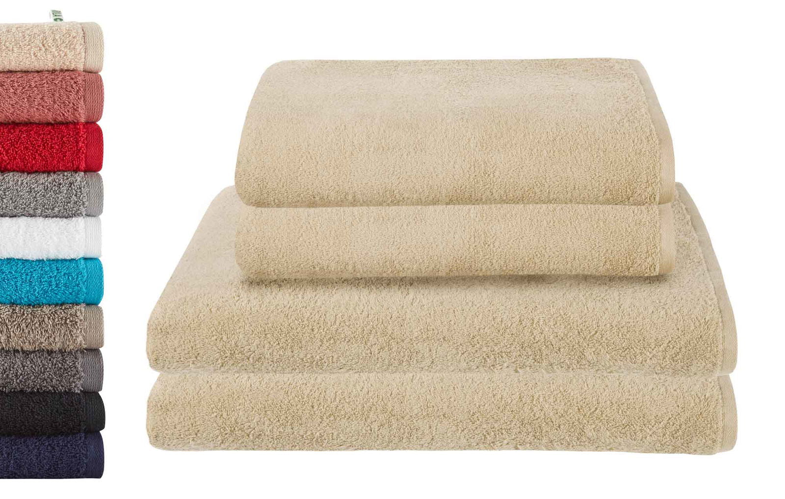 4er Set 2 Badetücher BxL 70x140 cm 2 Saunatücher 100x150 cm »Montreal« 100% Bio Baumwolle 500gr/m² Nachhaltig 2020103-4-4er Beige Frottee 4er_Set_2_Badetucher_BxL_70x140_cm_2_Saunatucher_100x150_cm_Montreal_100_Bio_Baumwolle_500gr-m_Nachhaltig_2020103-4-4er_-_Gardinenbox.de_-_-3675846 | Gardinenbox.de