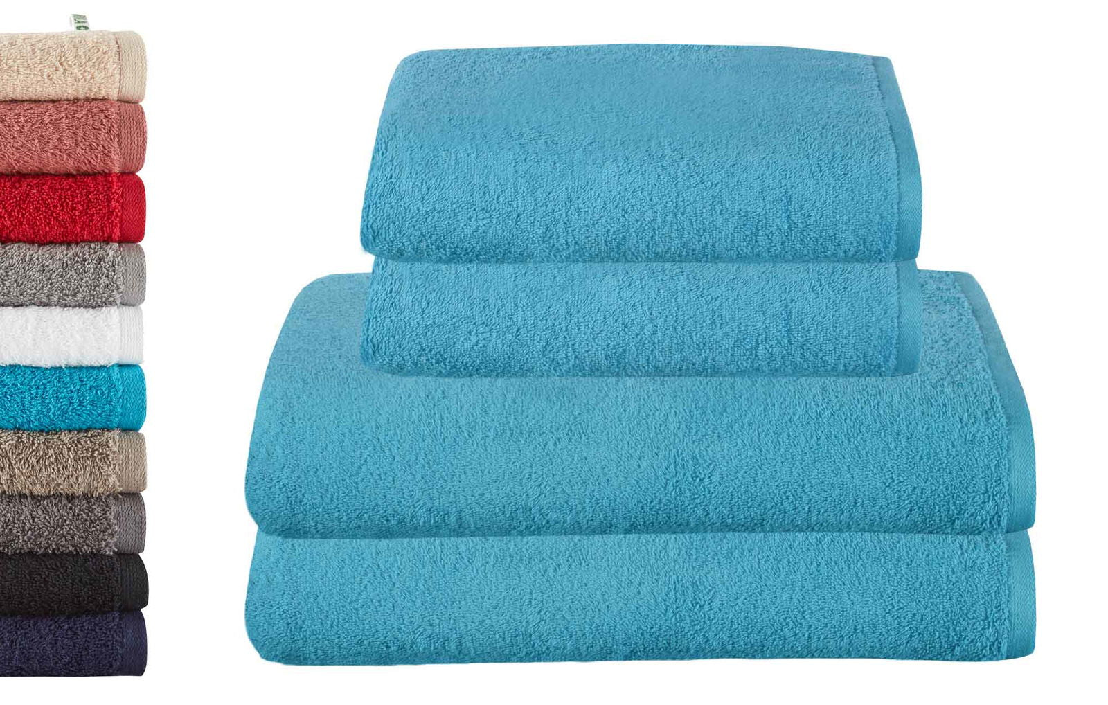 4er Set 2 Handtücher 50x100 cm 2 Badetücher BxL 70x140 cm »Montreal« 100% Bio Baumwolle 500gr/m² Nachhaltig 2020102-3-4erset Türkis Frottee 4er_Set_2_Handtucher_50x100_cm_2_Badetucher_BxL_70x140_cm_Montreal_100_Bio_Baumwolle_500gr-m_Nachhaltig_2020102-3-4erset_-_Gardinenbox.de_-_-3675945 | Gardinenbox.de