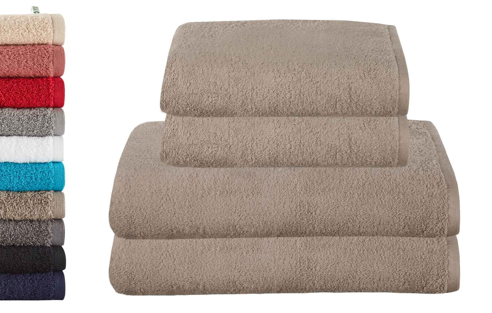 4er Set 2 Handtücher 50x100 cm 2 Badetücher BxL 70x140 cm »Montreal« 100% Bio Baumwolle 500gr/m² Nachhaltig 2020102-3-4erset Taupe Frottee 4er_Set_2_Handtucher_50x100_cm_2_Badetucher_BxL_70x140_cm_Montreal_100_Bio_Baumwolle_500gr-m_Nachhaltig_2020102-3-4erset_-_Gardinenbox.de_-_-3675978 | Gardinenbox.de