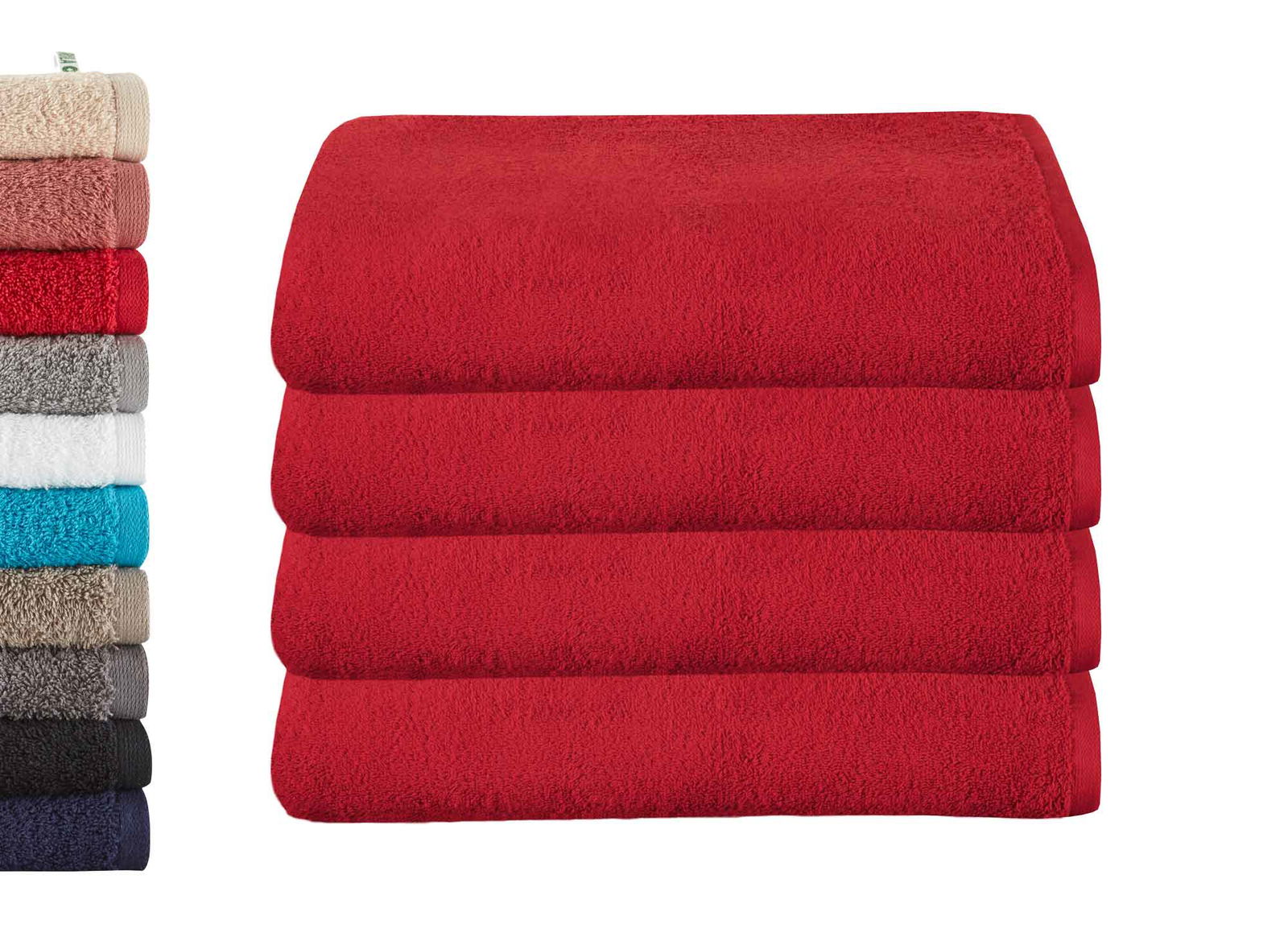 4er Set Badetücher »Montreal« 500 g/m² 100% Bio Baumwolle Made in Green 2020103-4er Rot Frottee 4er_Set_Badetucher_Montreal_500_g-m_100_Bio_Baumwolle_Made_in_Green_2020103-4er_-_Gardinenbox.de_-_-3676467 | Gardinenbox.de