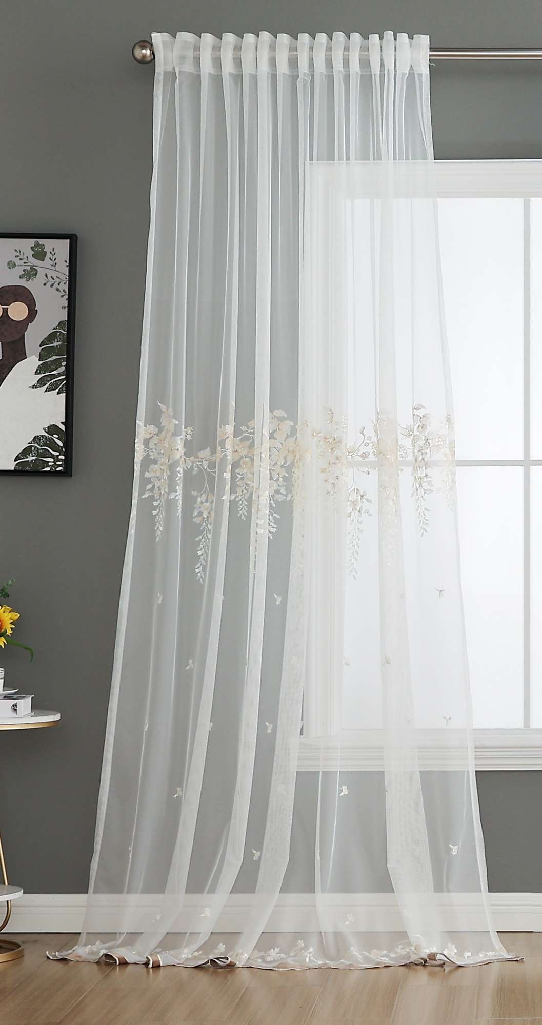 Gardine Raschel Stickerei Design »Florenz« Multiband für Gardinenschiene und Gardinenstange Elegante Fensterdekoration 2023200 Gardinenschal 593A0164-1 | Gardinenbox.de