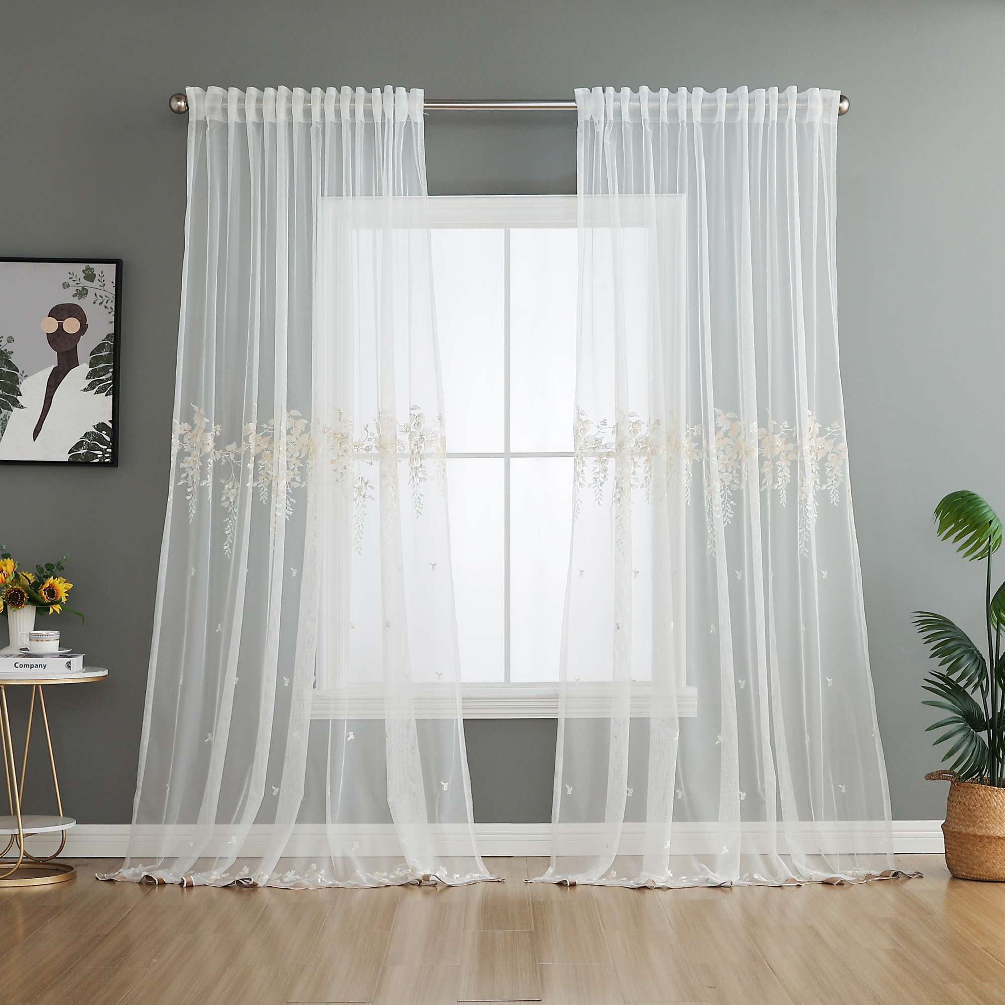 Gardine Raschel Stickerei Design »Florenz« Multiband für Gardinenschiene und Gardinenstange Elegante Fensterdekoration 2023200 Gardinenschal 593A0164 | Gardinenbox.de