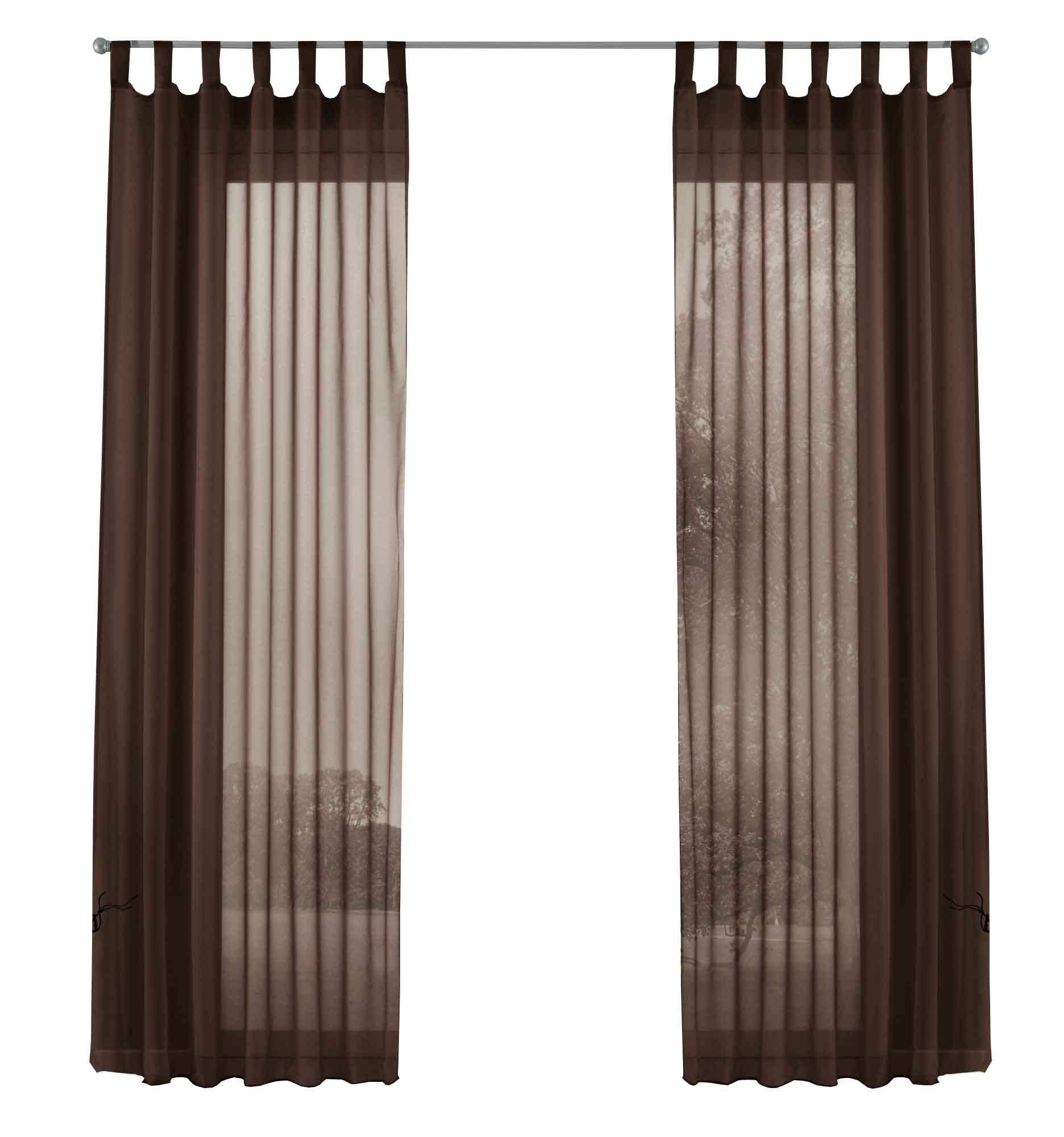 2er-Pack Gardinen Transparent Vorhang Set Wohnzimmer Voile Schlaufenschal mit Bleibandabschluß 61000CN Gardinen Set 61000CNbraun-frei | Gardinenbox.de