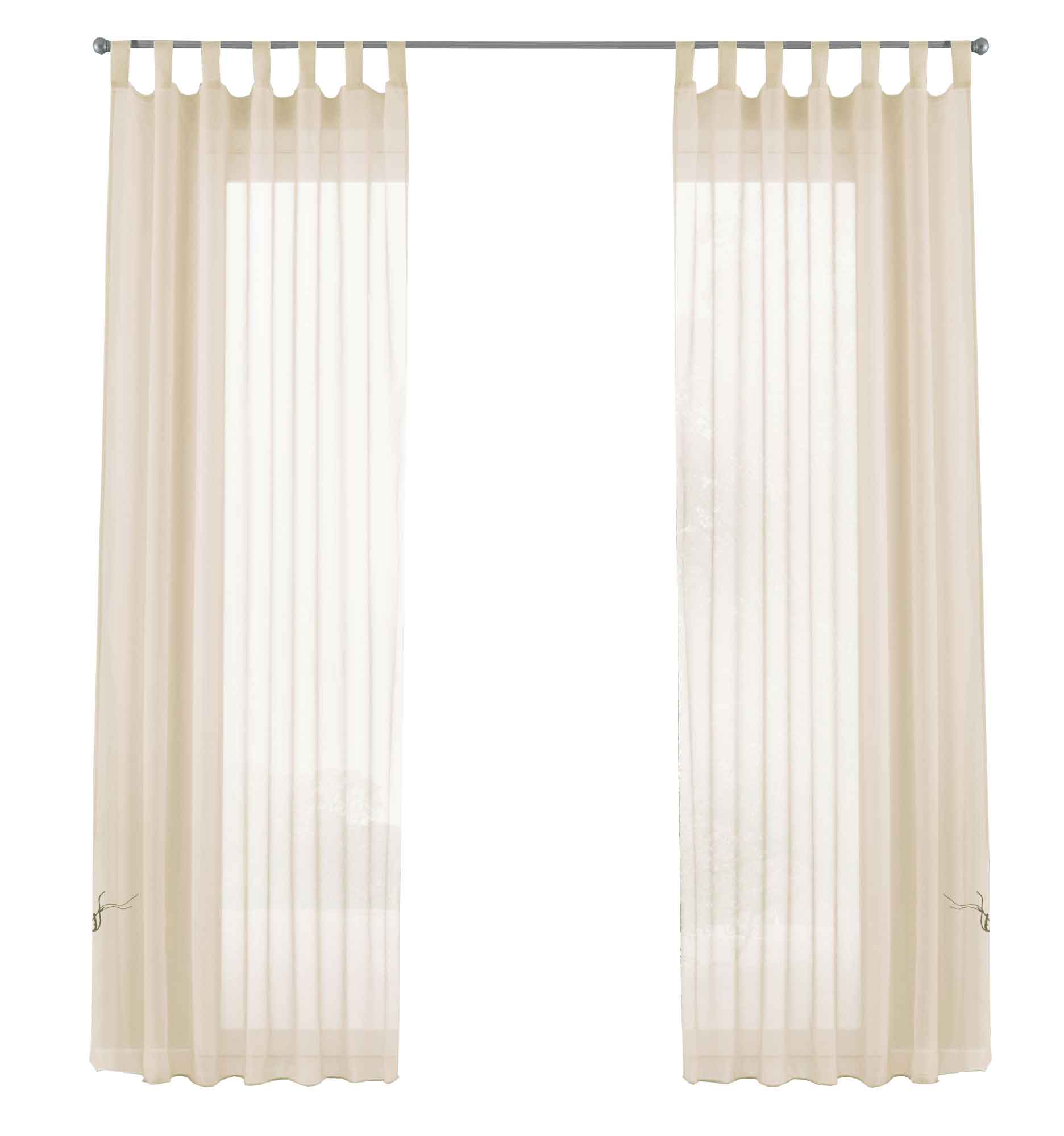 2er-Pack Gardinen Transparent Vorhang Set Wohnzimmer Voile Schlaufenschal mit Bleibandabschluß 61000CN Gardinen Set 61000CNcreme-frei | Gardinenbox.de