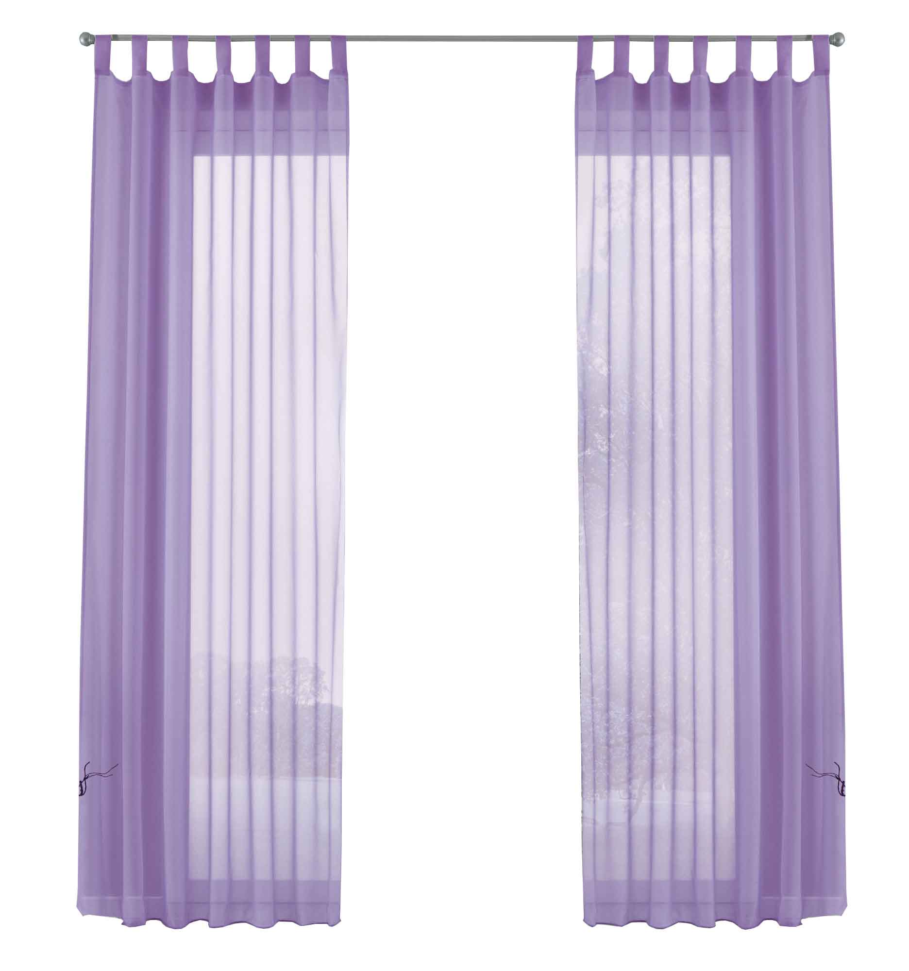 2er-Pack Gardinen Transparent Vorhang Set Wohnzimmer Voile Schlaufenschal mit Bleibandabschluß 61000CN Gardinen Set 61000CNflieder-frei | Gardinenbox.de