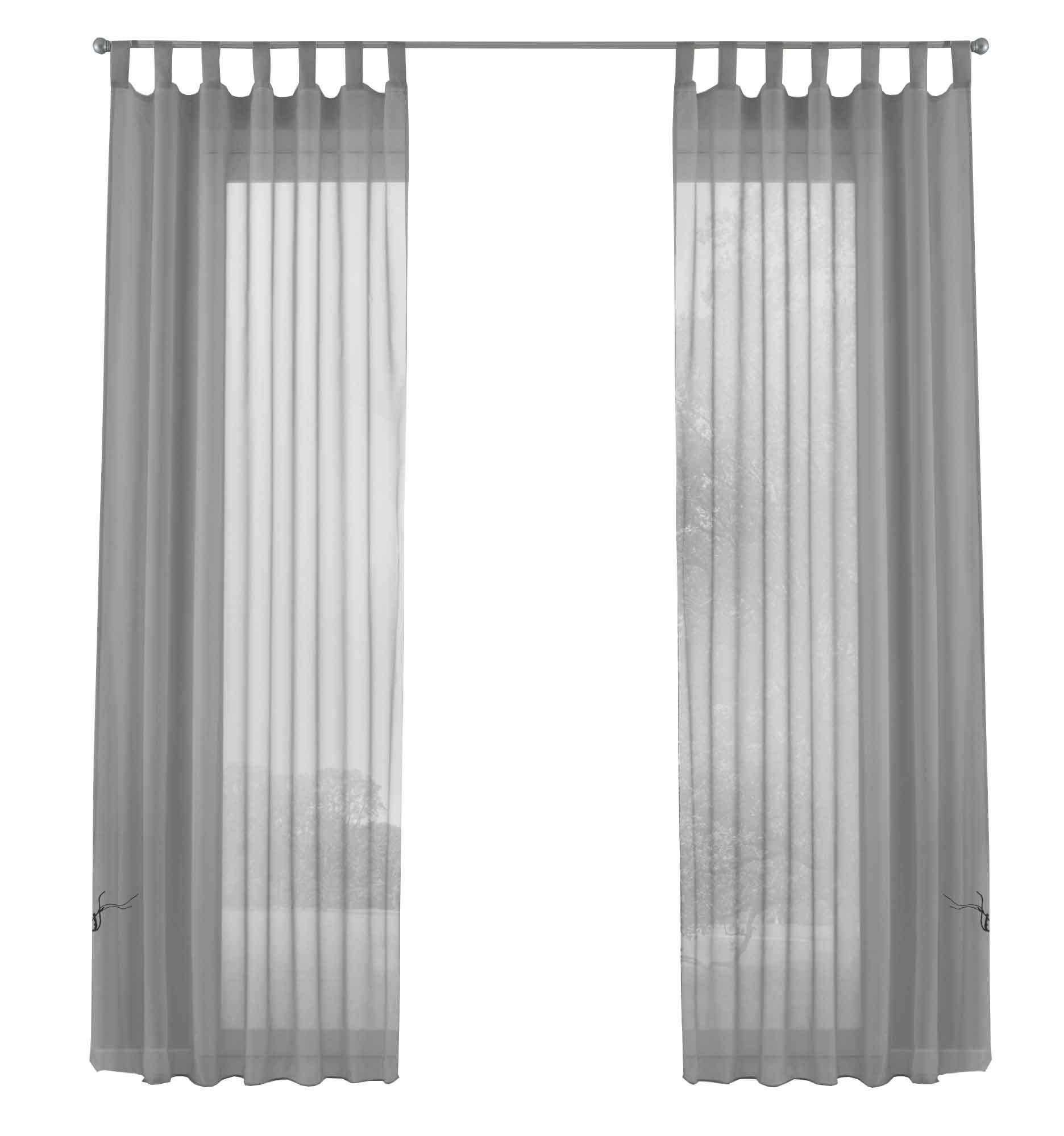 2er-Pack Gardinen Transparent Vorhang Set Wohnzimmer Voile Schlaufenschal mit Bleibandabschluß 61000CN Gardinen Set 61000CNgrau-frei | Gardinenbox.de