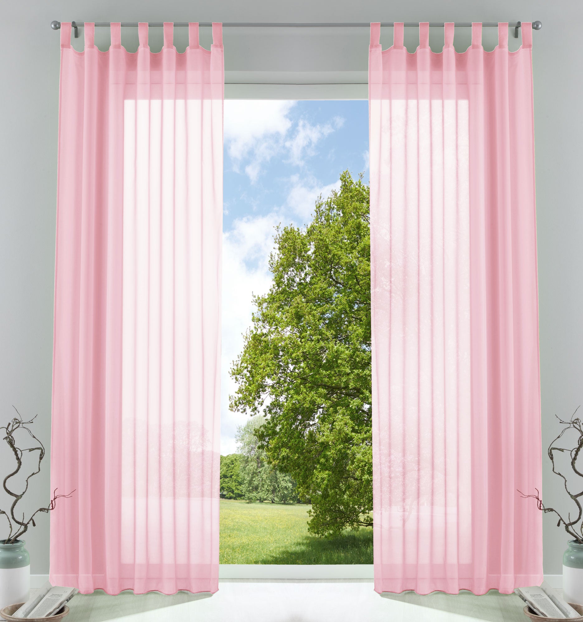2er-Pack Gardinen Transparent Vorhang Set Wohnzimmer Voile Schlaufenschal mit Bleibandabschluß 61000CN Hellrosa HxB 175x140 cm Gardinen Set 61000CNhellrosa_b0e5c4d2-d985-428b-bcc7-34e69805cac9 | Gardinenbox.de
