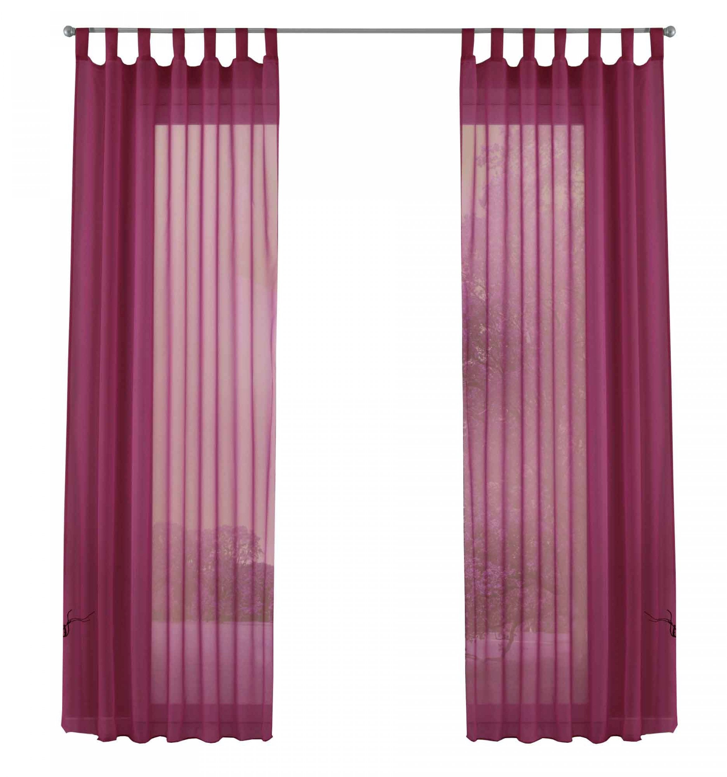 2er-Pack Gardinen Transparent Vorhang Set Wohnzimmer Voile Schlaufenschal mit Bleibandabschluß 61000CN Gardinen Set 61000CNhimbeere-frei | Gardinenbox.de