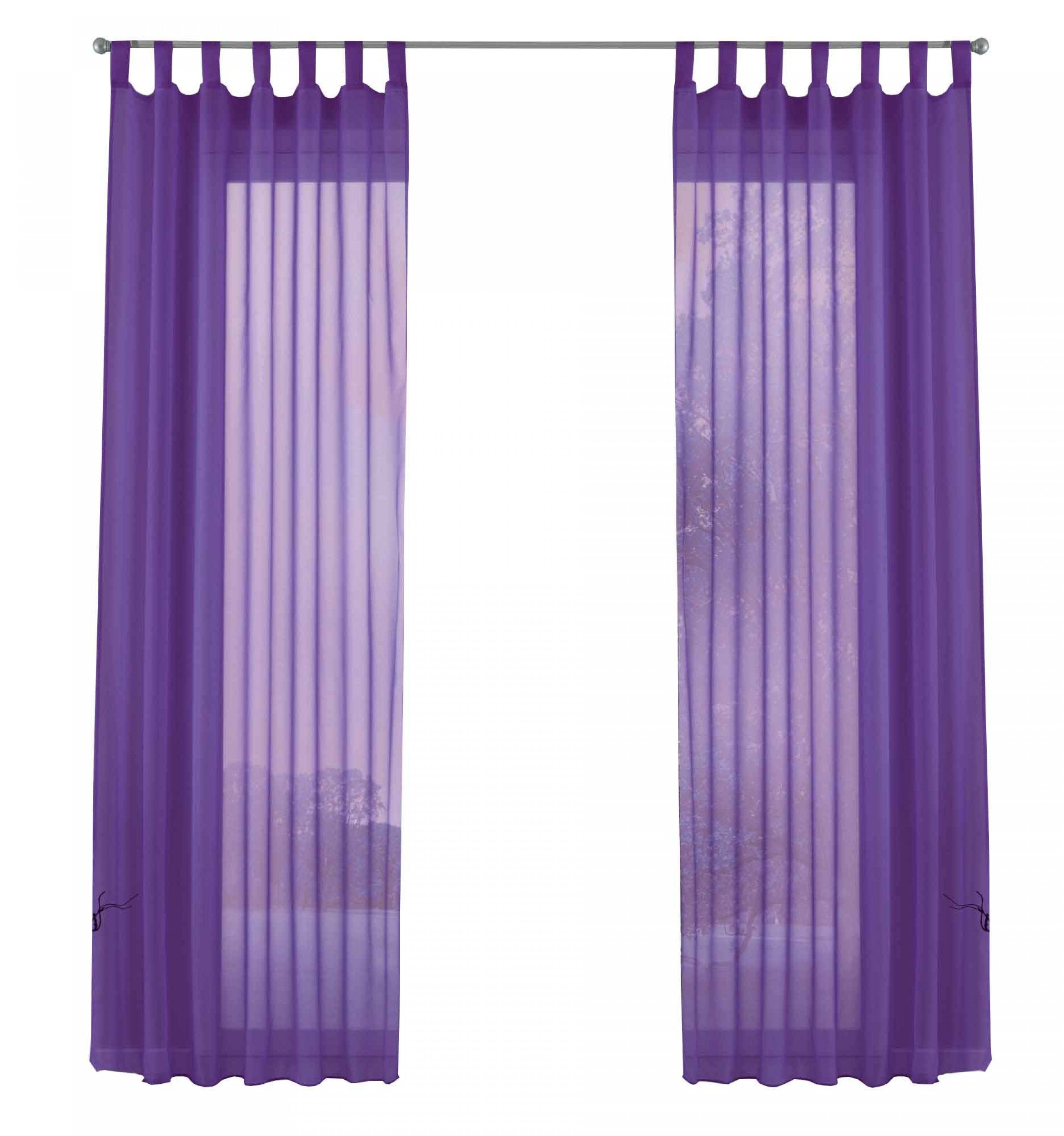 2er-Pack Gardinen Transparent Vorhang Set Wohnzimmer Voile Schlaufenschal mit Bleibandabschluß 61000CN Gardinen Set 61000CNlila-frei | Gardinenbox.de