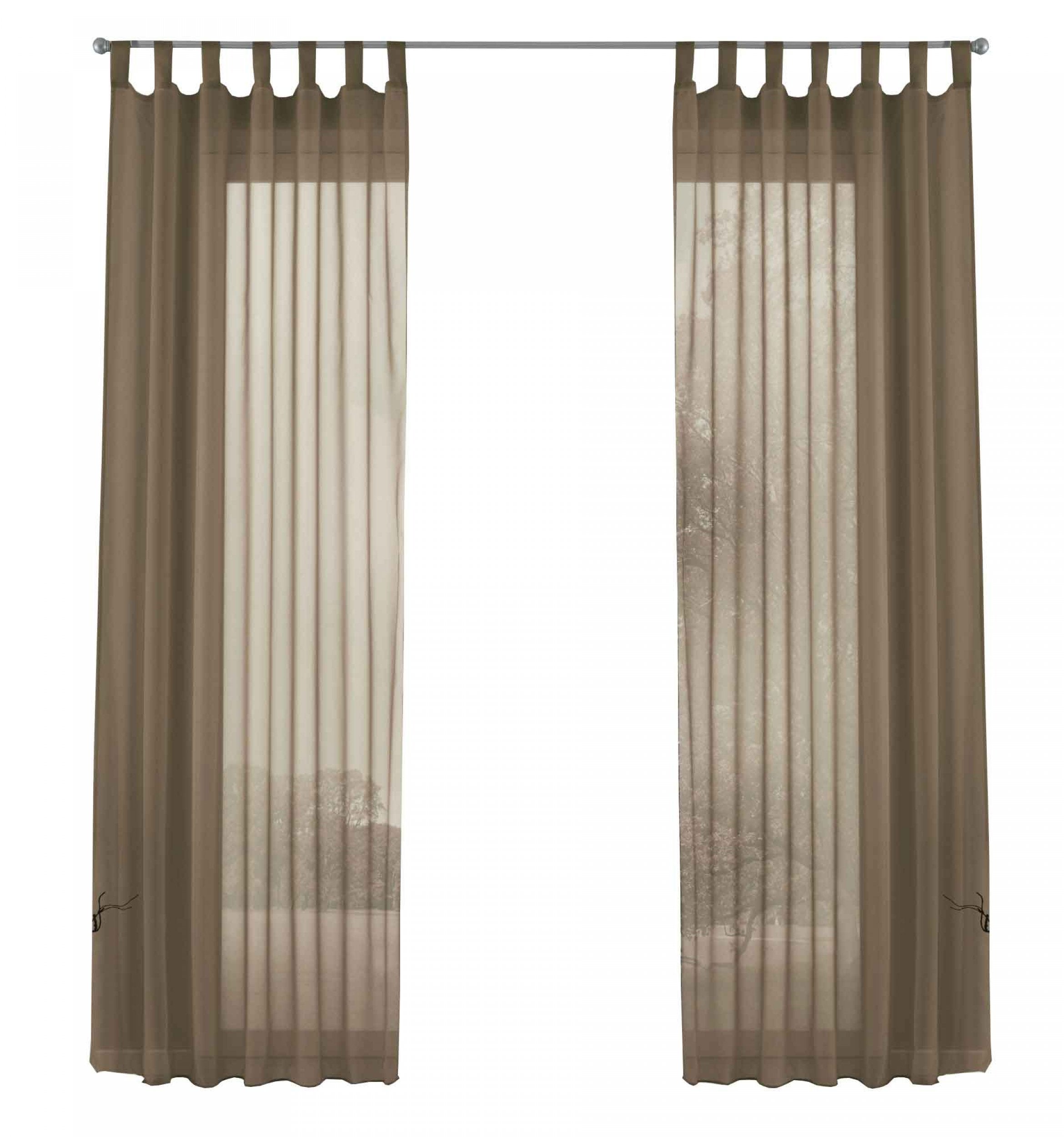 2er-Pack Gardinen Transparent Vorhang Set Wohnzimmer Voile Schlaufenschal mit Bleibandabschluß 61000CN Gardinen Set 61000CNnougat-frei | Gardinenbox.de