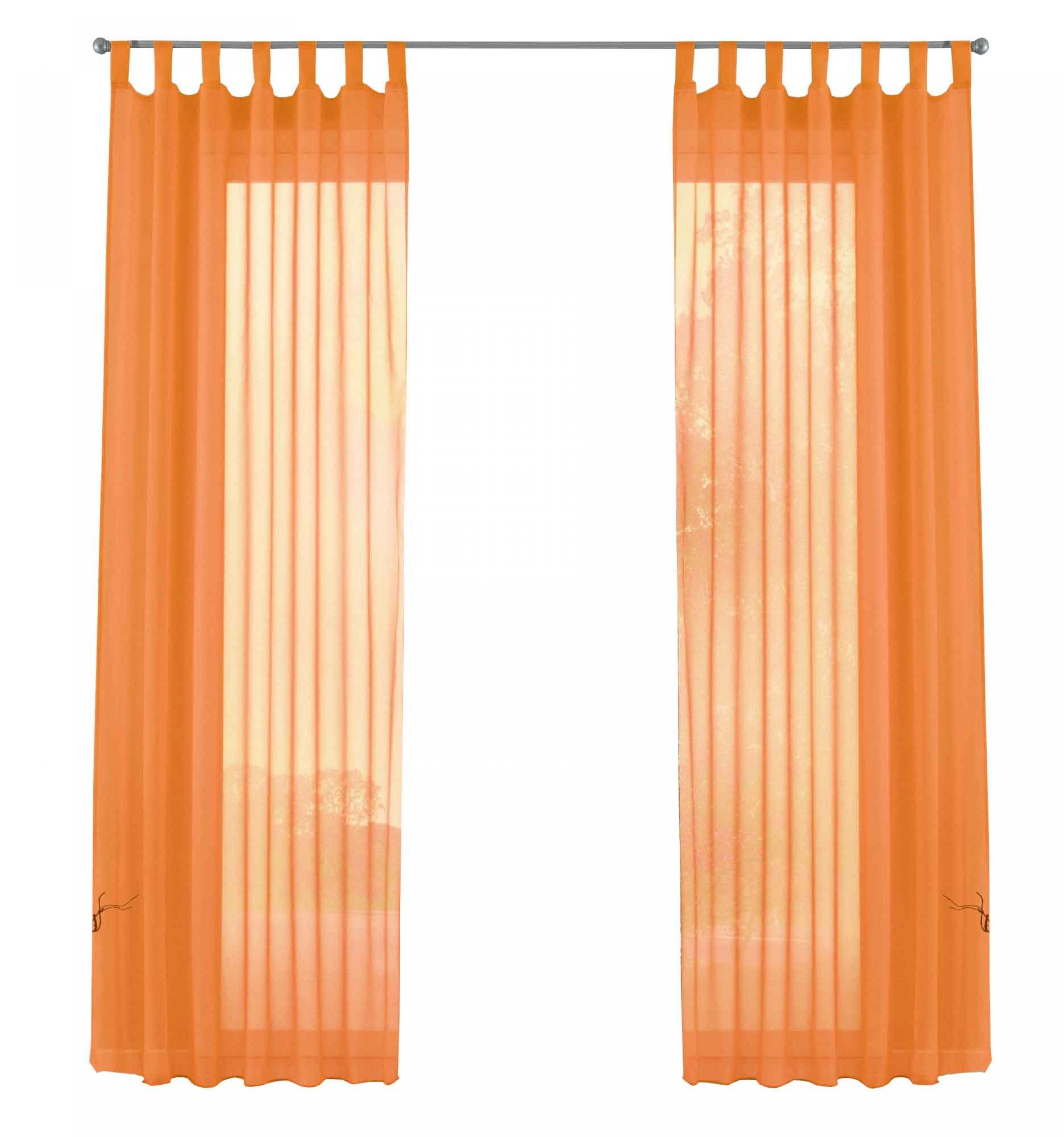 2er-Pack Gardinen Transparent Vorhang Set Wohnzimmer Voile Schlaufenschal mit Bleibandabschluß 61000CN Gardinen Set 61000CNorange-frei | Gardinenbox.de