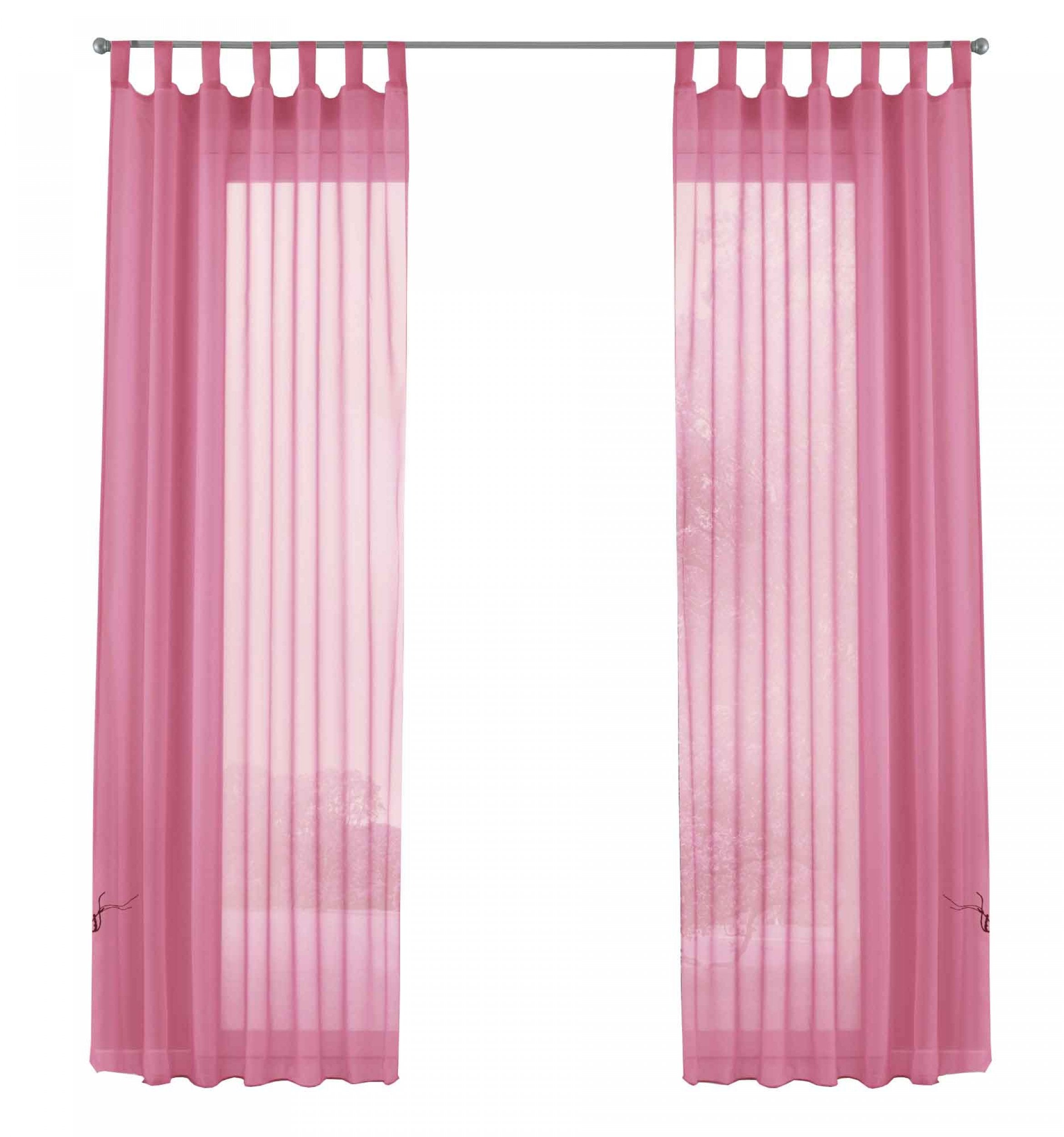 2er-Pack Gardinen Transparent Vorhang Set Wohnzimmer Voile Schlaufenschal mit Bleibandabschluß 61000CN Gardinen Set 61000CNrosa-frei | Gardinenbox.de