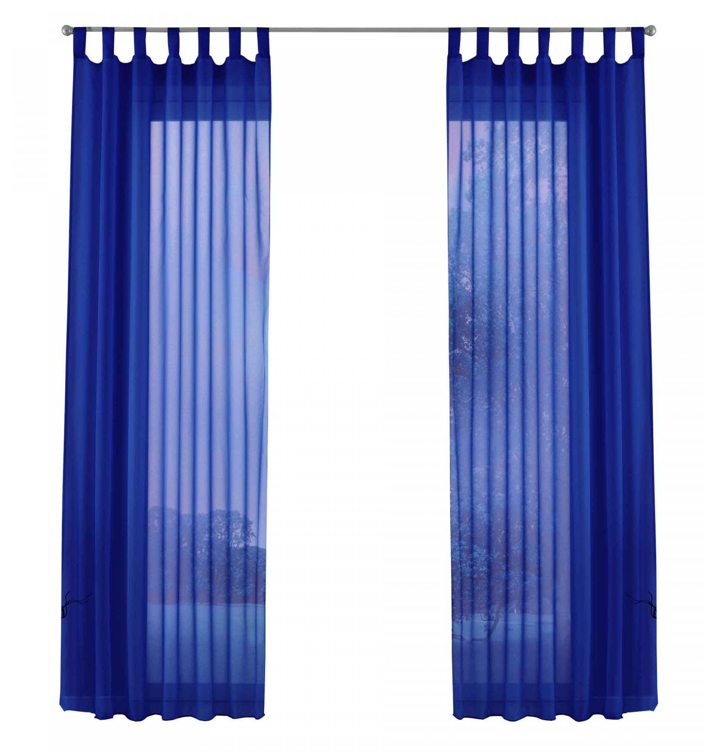 2er-Pack Gardinen Transparent Vorhang Set Wohnzimmer Voile Schlaufenschal mit Bleibandabschluß 61000CN Gardinen Set 61000CNroyalblau-frei | Gardinenbox.de