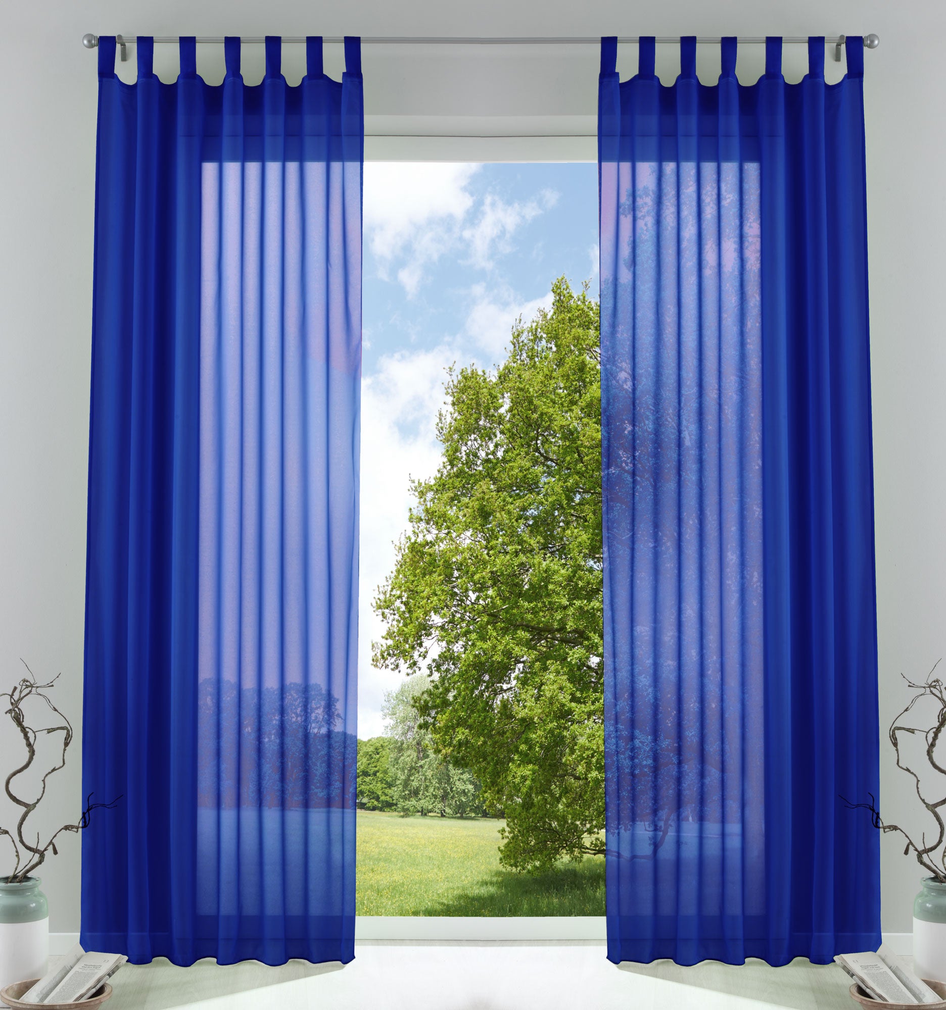 2er-Pack Gardinen Transparent Vorhang Set Wohnzimmer Voile Schlaufenschal mit Bleibandabschluß 61000CN Royalblau HxB 225x140 cm Gardinen Set 61000CNroyalblau_1dbfab88-ca08-4a3e-8b25-a12409ef3b79 | Gardinenbox.de