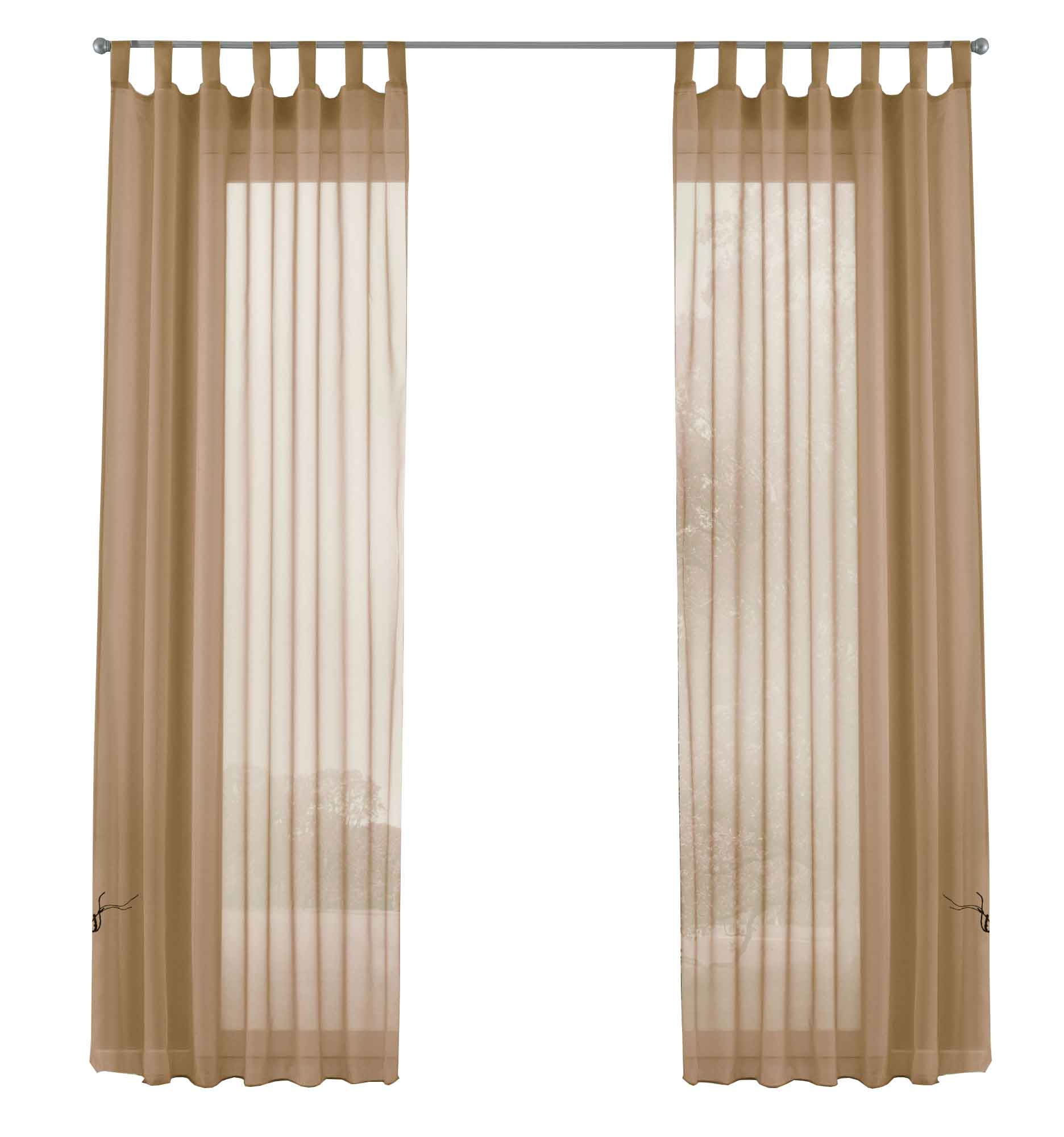 2er-Pack Gardinen Transparent Vorhang Set Wohnzimmer Voile Schlaufenschal mit Bleibandabschluß 61000CN Gardinen Set 61000CNsand-frei | Gardinenbox.de