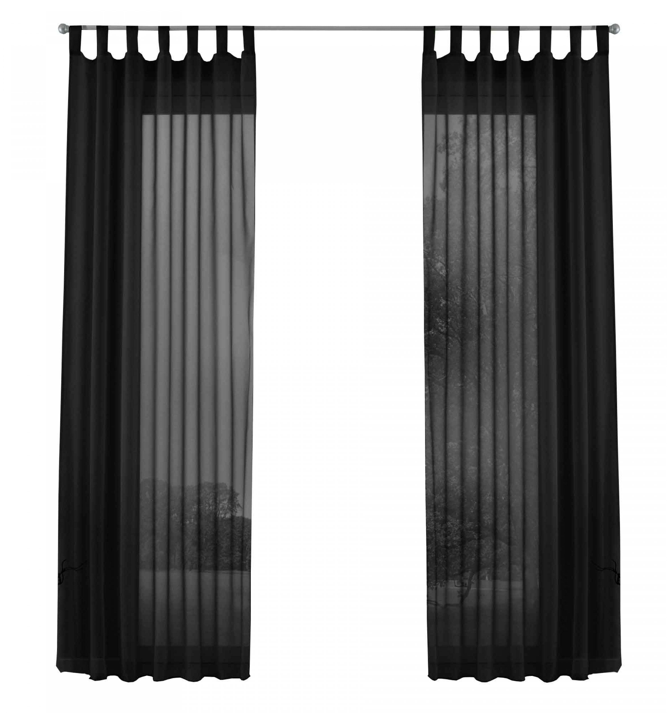 2er-Pack Gardinen Transparent Vorhang Set Wohnzimmer Voile Schlaufenschal mit Bleibandabschluß 61000CN Gardinen Set 61000CNschwarz-frei | Gardinenbox.de