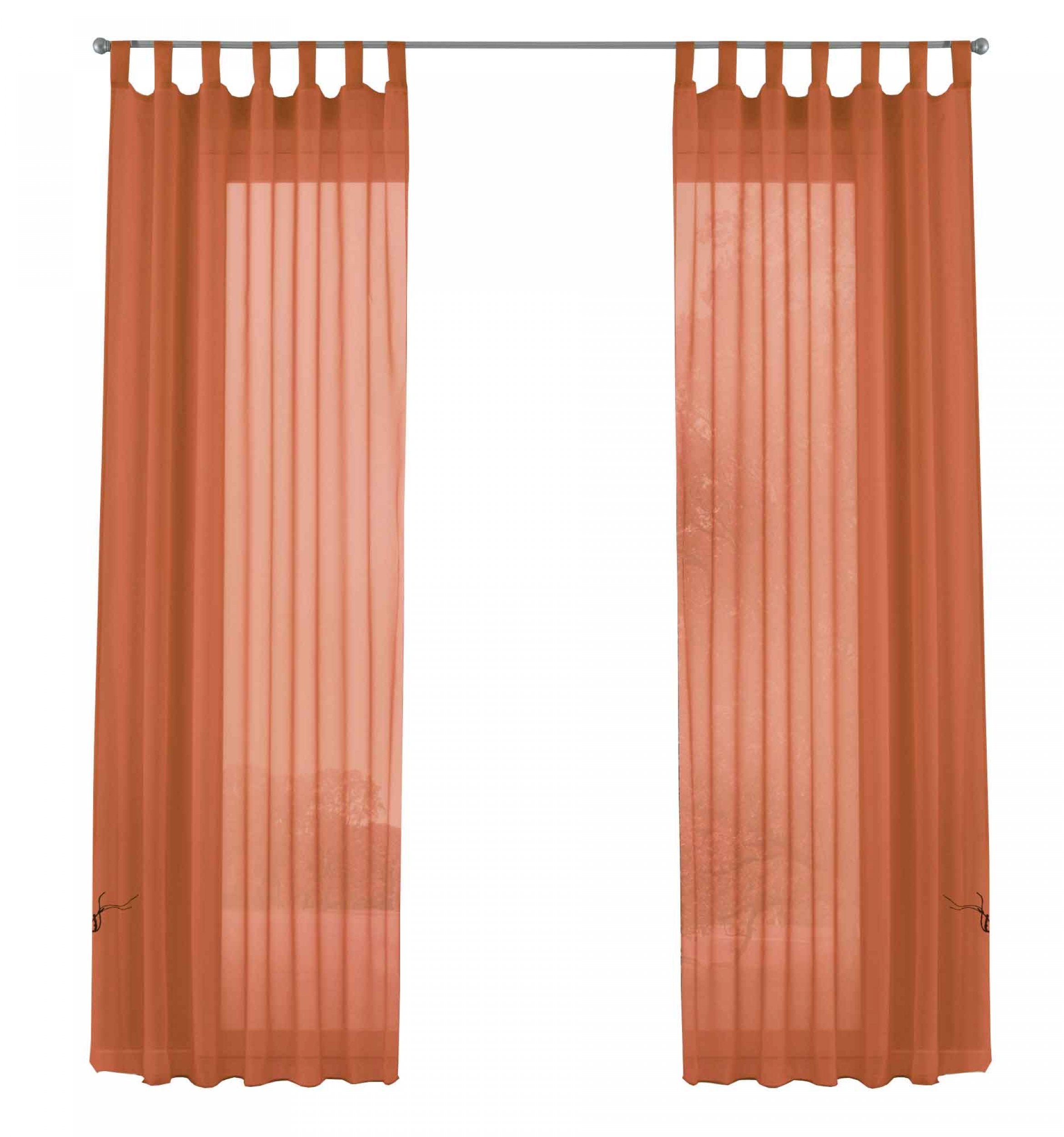 2er-Pack Gardinen Transparent Vorhang Set Wohnzimmer Voile Schlaufenschal mit Bleibandabschluß 61000CN Gardinen Set 61000CNterrakotta-frei | Gardinenbox.de