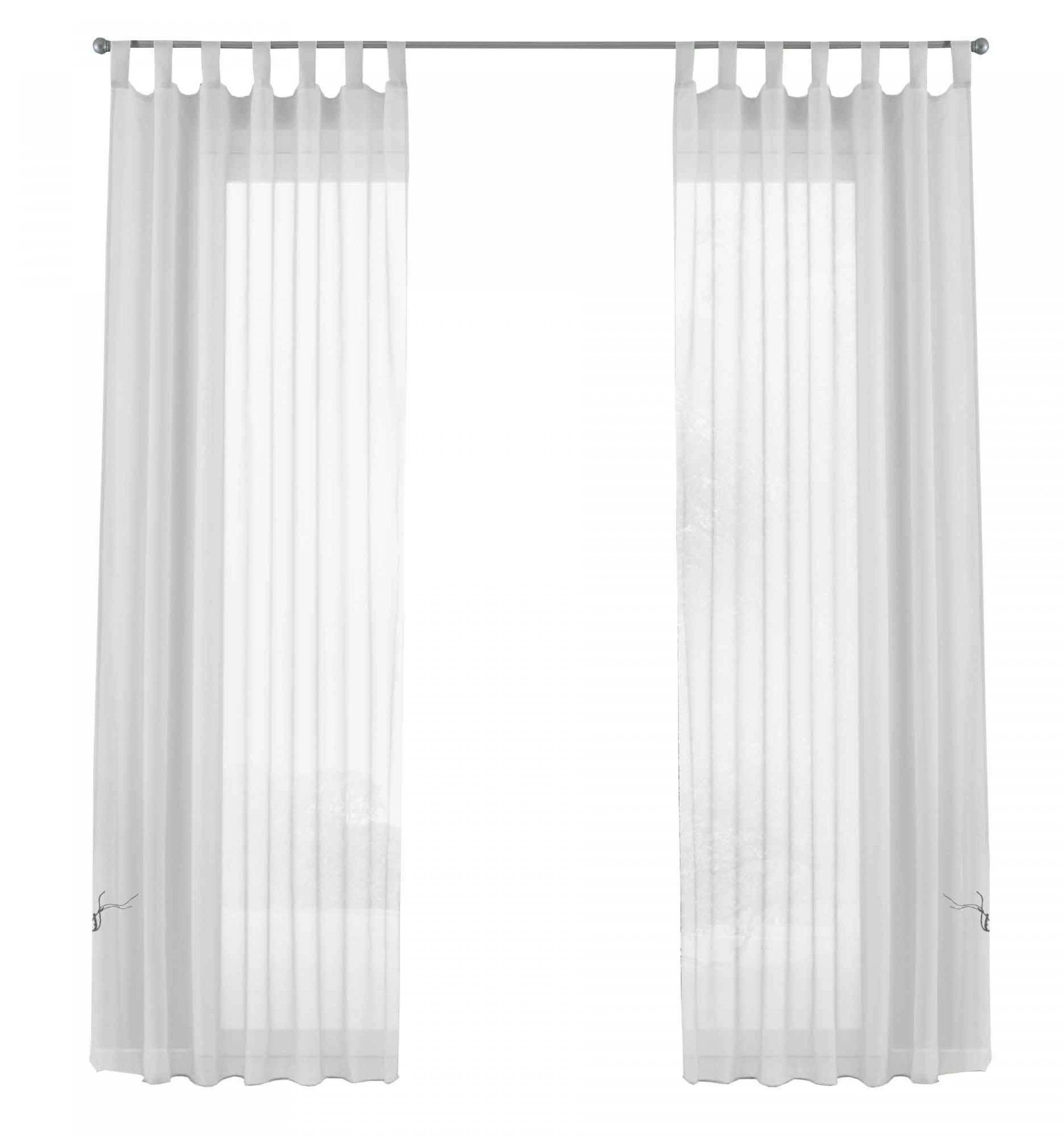 2er-Pack Gardinen Transparent Vorhang Set Wohnzimmer Voile Schlaufenschal mit Bleibandabschluß 61000CN Gardinen Set 61000CNweiss-frei | Gardinenbox.de