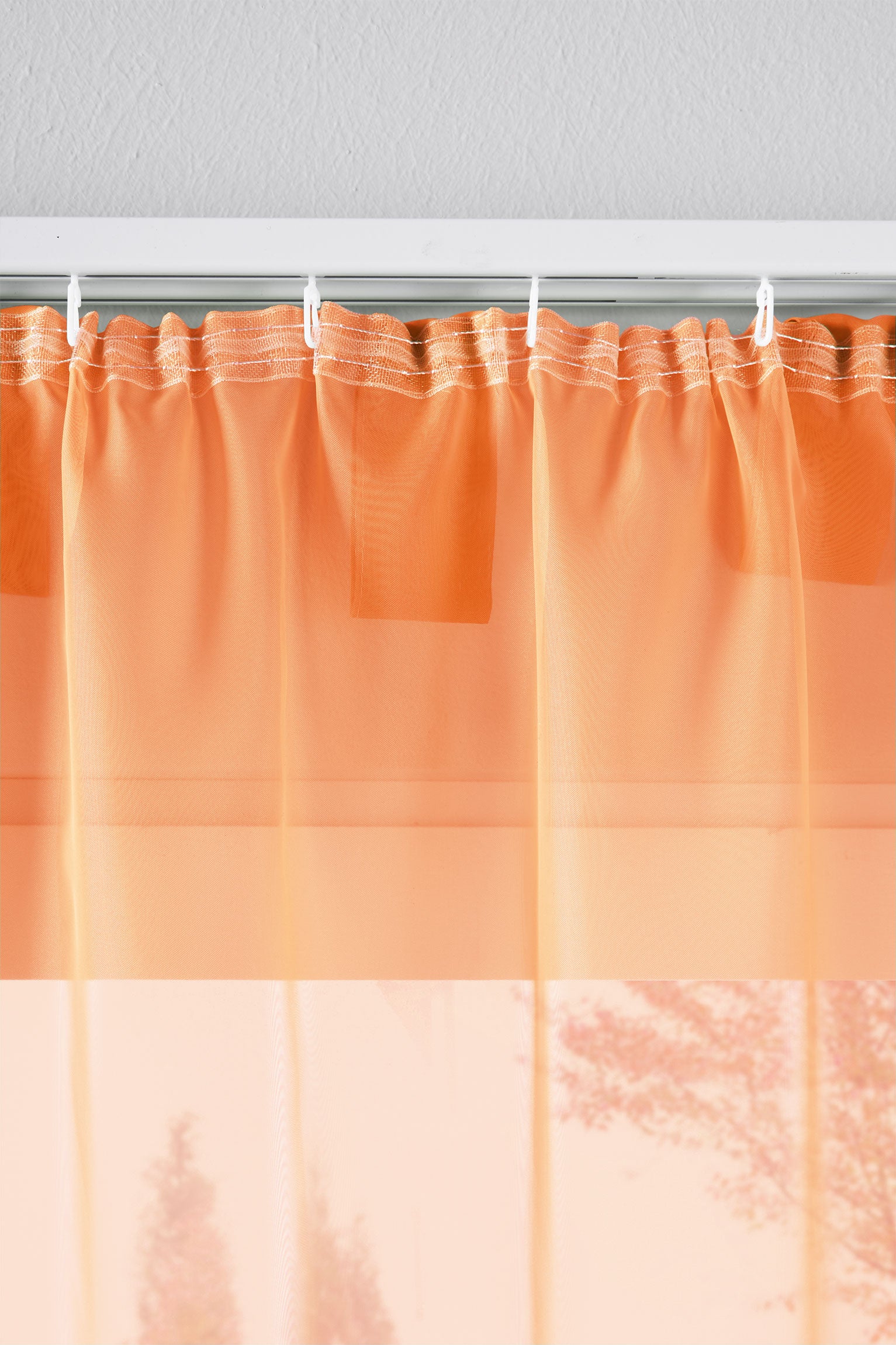 2er-Pack Gardinen Transparent Vorhang Set Wohnzimmer Voile Schlaufenschal mit Bleibandabschluß 61000CN Gardinen Set 61175_schiene_orange | Gardinenbox.de