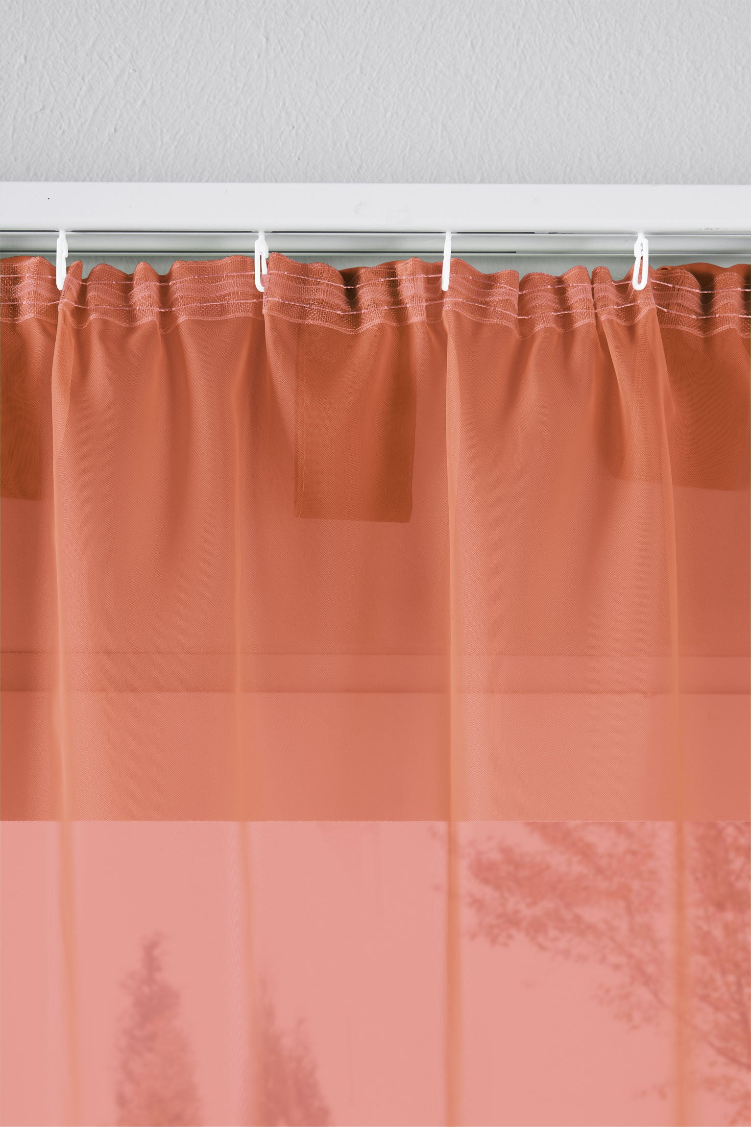 2er-Pack Gardinen Transparent Vorhang Set Wohnzimmer Voile Schlaufenschal mit Bleibandabschluß 61000CN Gardinen Set 61175_schiene_terra | Gardinenbox.de