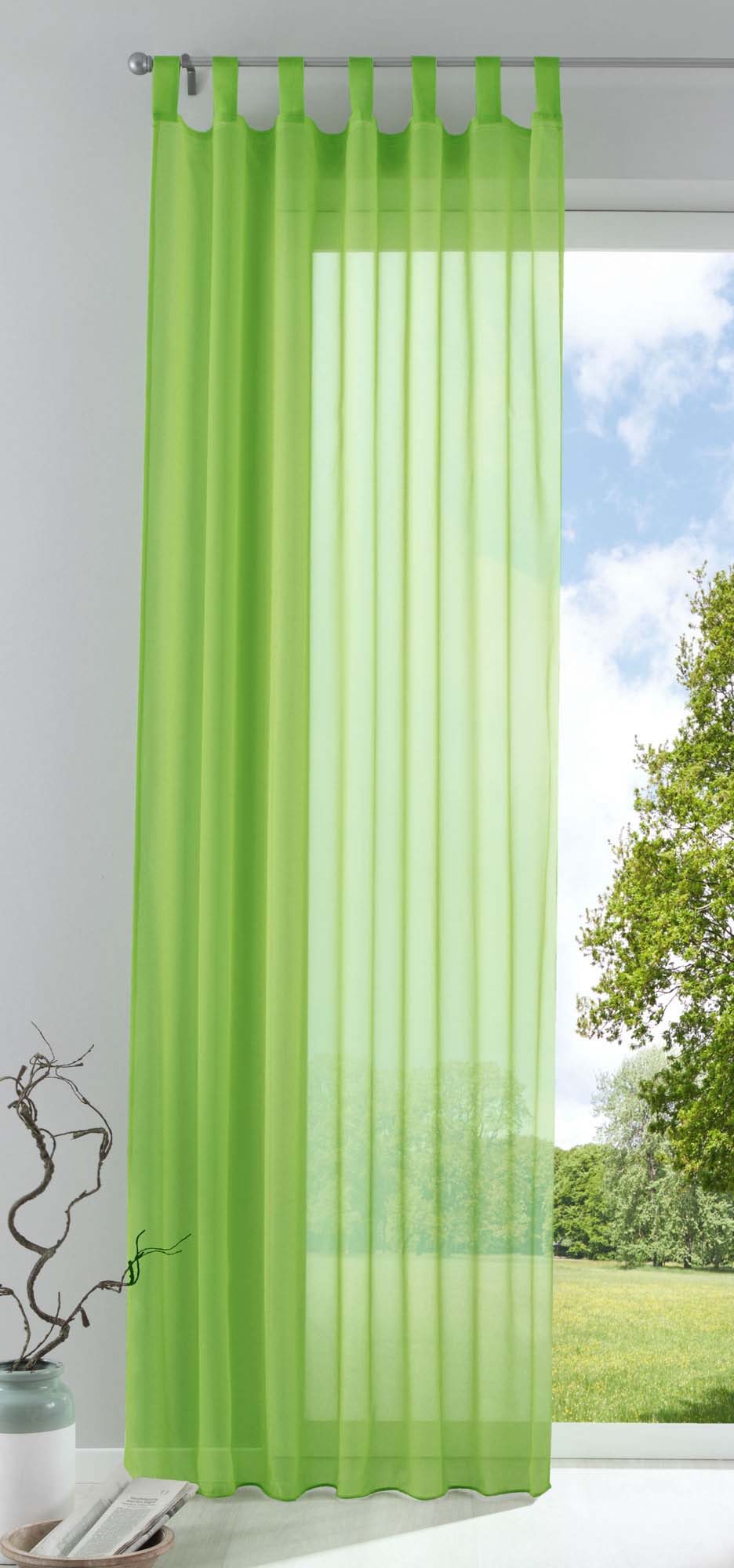 Schlaufenschal Gardine uni transparent Voile 61175 Apfelgrün HxB 175x140 cm Gardinenschal 61175apfelgruen_5abd81a9-ee22-4f69-8032-207a5045edfc | Gardinenbox.de