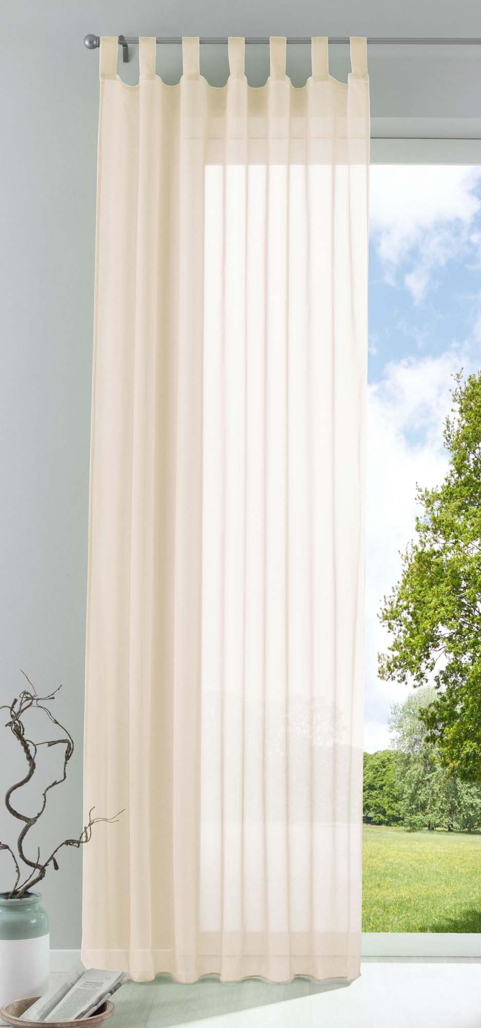 Schlaufenschal Gardine uni transparent Voile 61175 Creme HxB 175x140 cm Gardinenschal 61175creme_4fdde525-7c16-403c-9b33-6ba1693bc40e | Gardinenbox.de