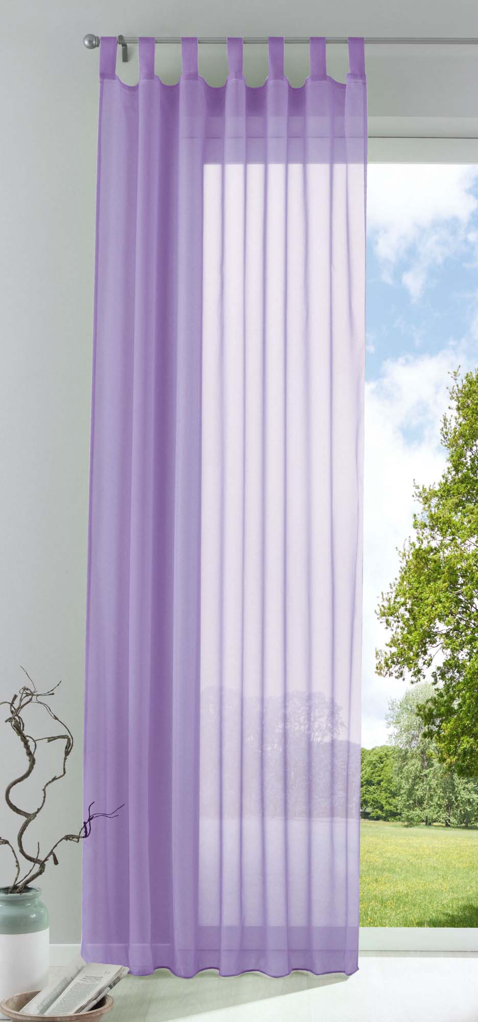 Schlaufenschal Gardine uni transparent Voile 61175 Flieder HxB 245x140 cm Gardinenschal 61175flieder | Gardinenbox.de