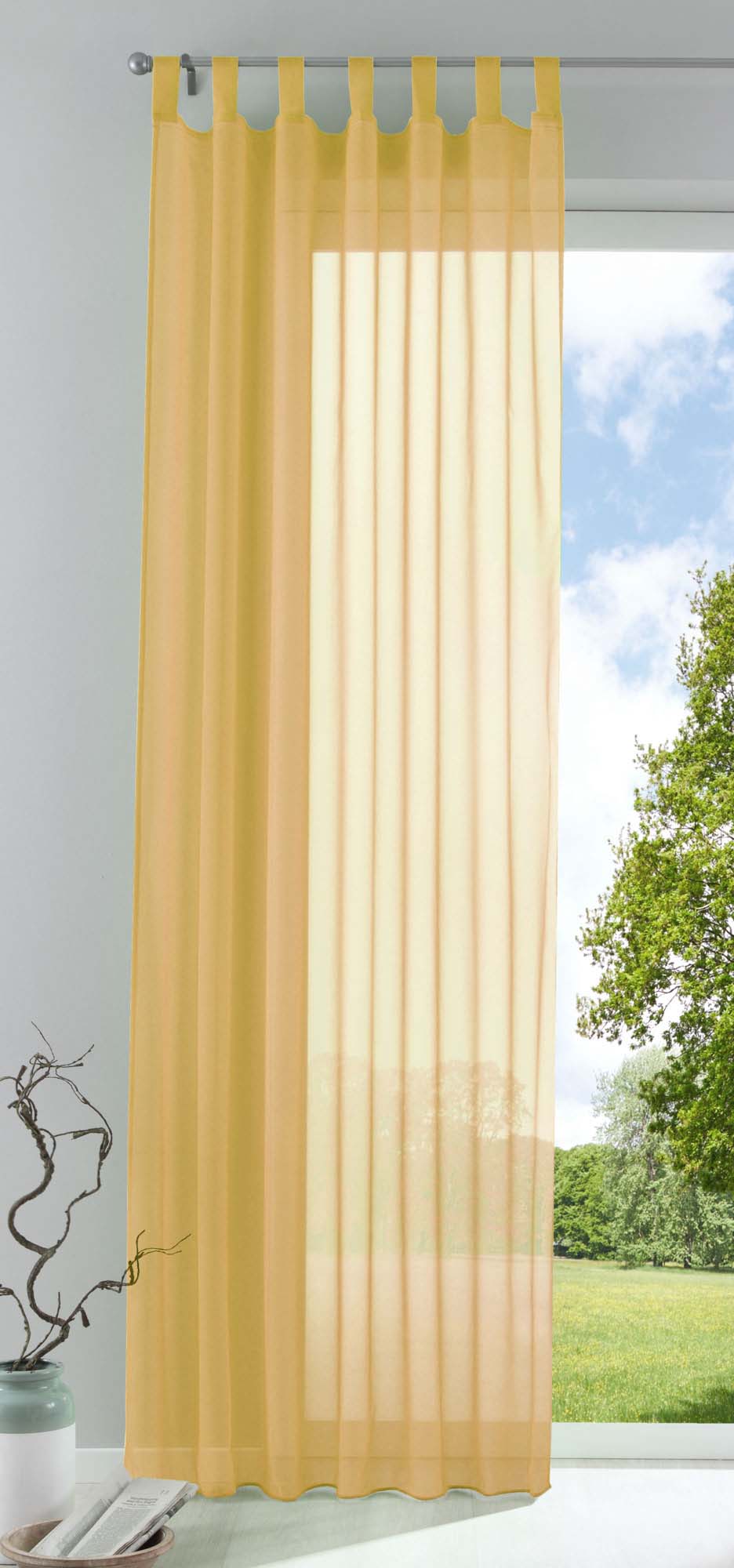 Schlaufenschal Gardine uni transparent Voile 61175 Gelb HxB 280x140 cm Gardinenschal 61175gelb_e7f67589-85f0-4dd6-8181-1147bfe7e8bd | Gardinenbox.de