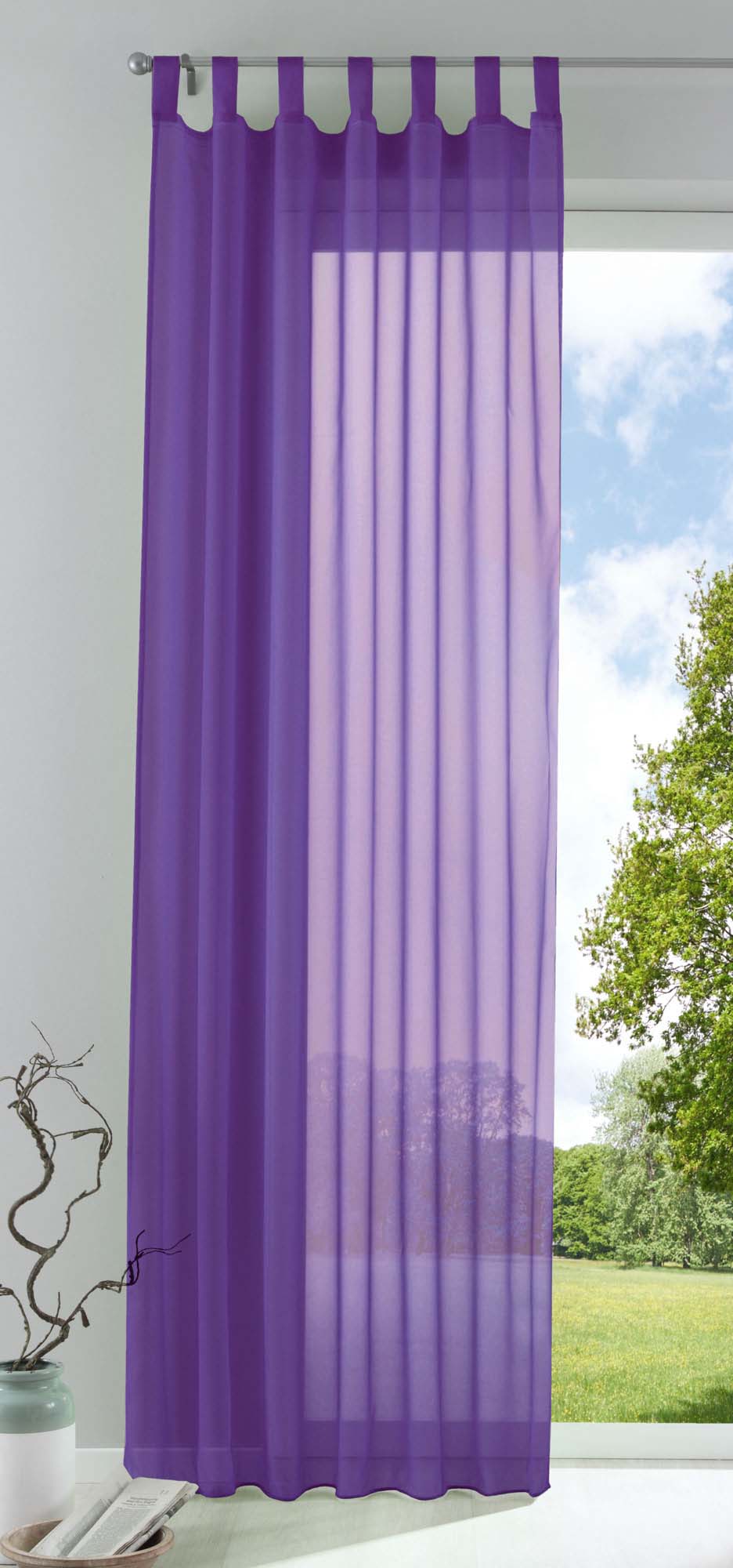 Schlaufenschal Gardine uni transparent Voile 61175 Lila HxB 280x140 cm Gardinenschal 61175lila_d7212eca-22e2-49a2-91ba-b437fced7d91 | Gardinenbox.de
