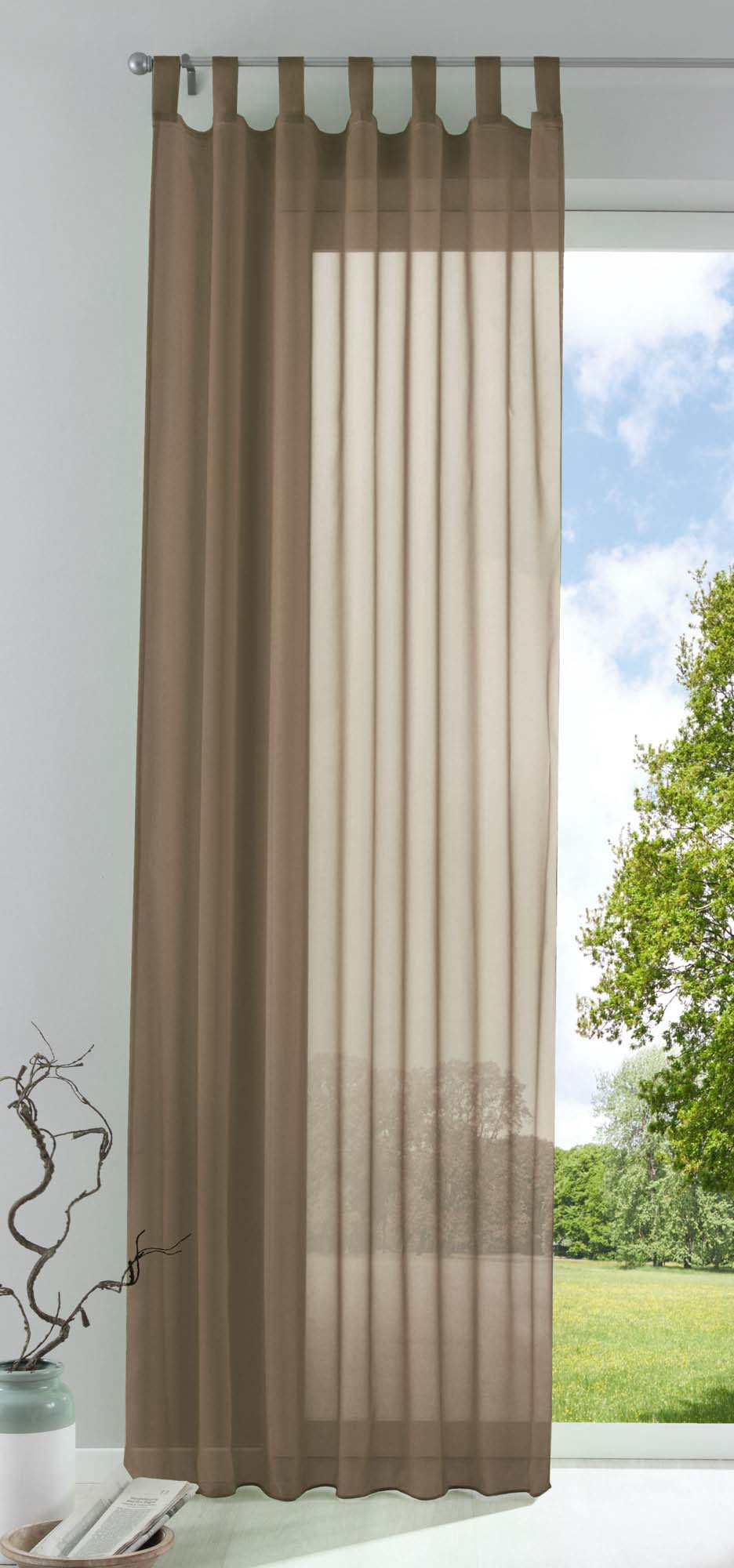 Schlaufenschal Gardine uni transparent Voile 61175 Nougat HxB 175x140 cm Gardinenschal 61175nougat_c38cf09d-9035-430d-bf0e-39a78c60268e | Gardinenbox.de