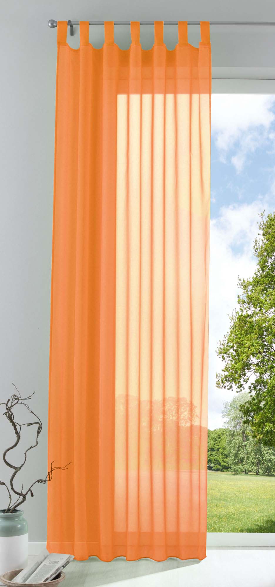 Schlaufenschal Gardine uni transparent Voile 61175 Orange HxB 280x140 cm Gardinenschal 61175orange_6ee36cad-cc91-437d-a458-62a5ed742ceb | Gardinenbox.de