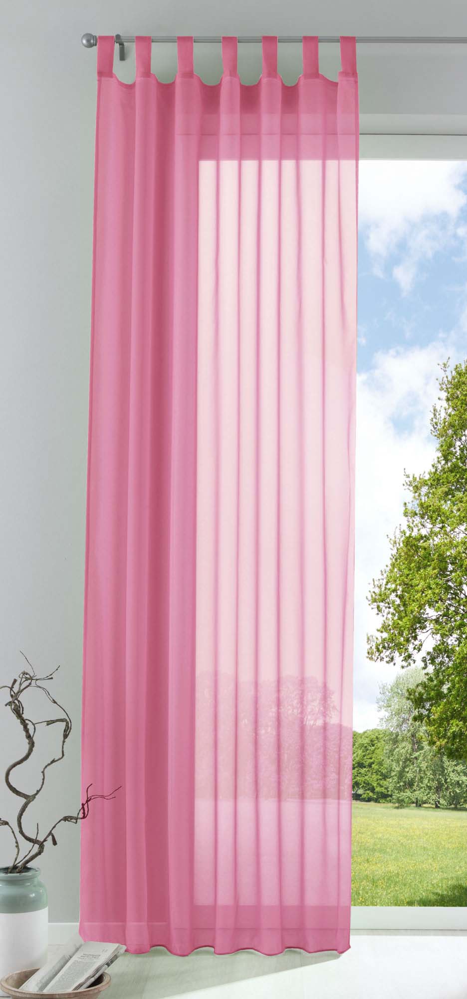 Schlaufenschal Gardine uni transparent Voile 61175 Rosa HxB 225x140 cm Gardinenschal 61175rosa_83e4025e-62ed-4426-92c0-5c3fc891cb29 | Gardinenbox.de