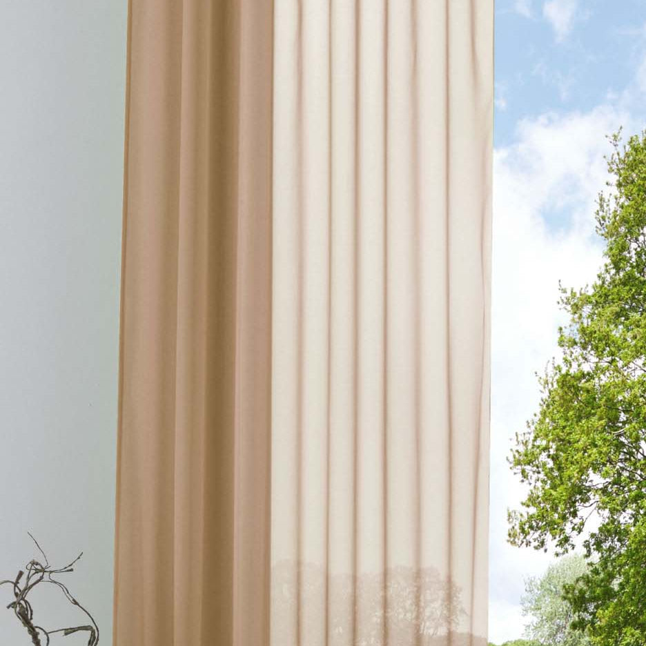 Schlaufenschal Gardine uni transparent Voile 61175 Sand HxB 175x140 cm Gardinenschal 61175sand_df7d497c-3f1a-4ceb-bb67-2a928ccb753d | Gardinenbox.de