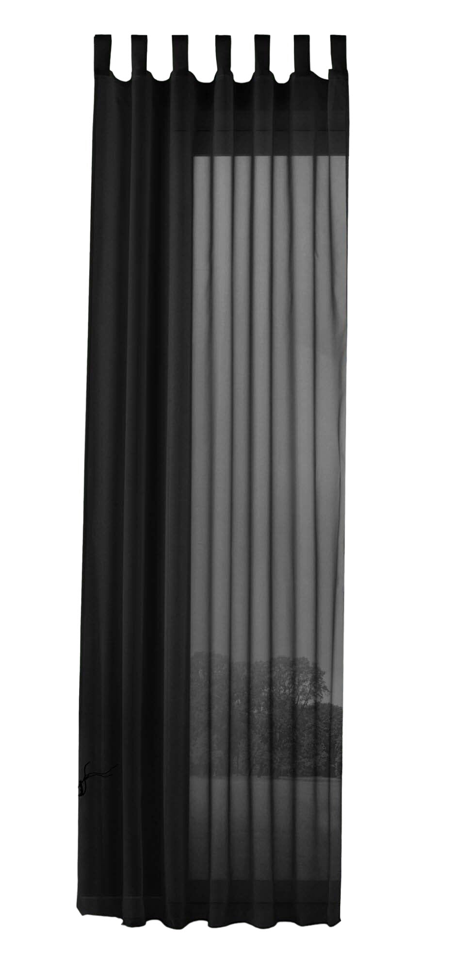 Schlaufenschal Gardine uni transparent Voile 61175 Gardinenschal 61175schwarz-crop | Gardinenbox.de