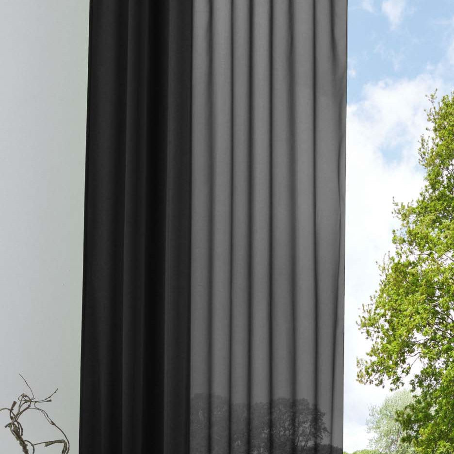 Schlaufenschal Gardine uni transparent Voile 61175 Schwarz HxB 245x140 cm Gardinenschal 61175schwarz | Gardinenbox.de